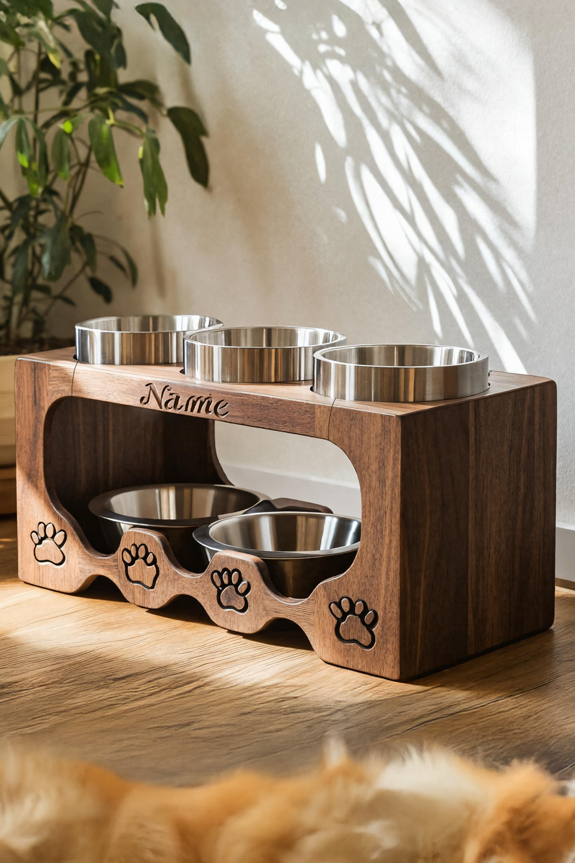 Handcrafted Elevated Pet Food Stand For Dogs SILDTTRDBS012