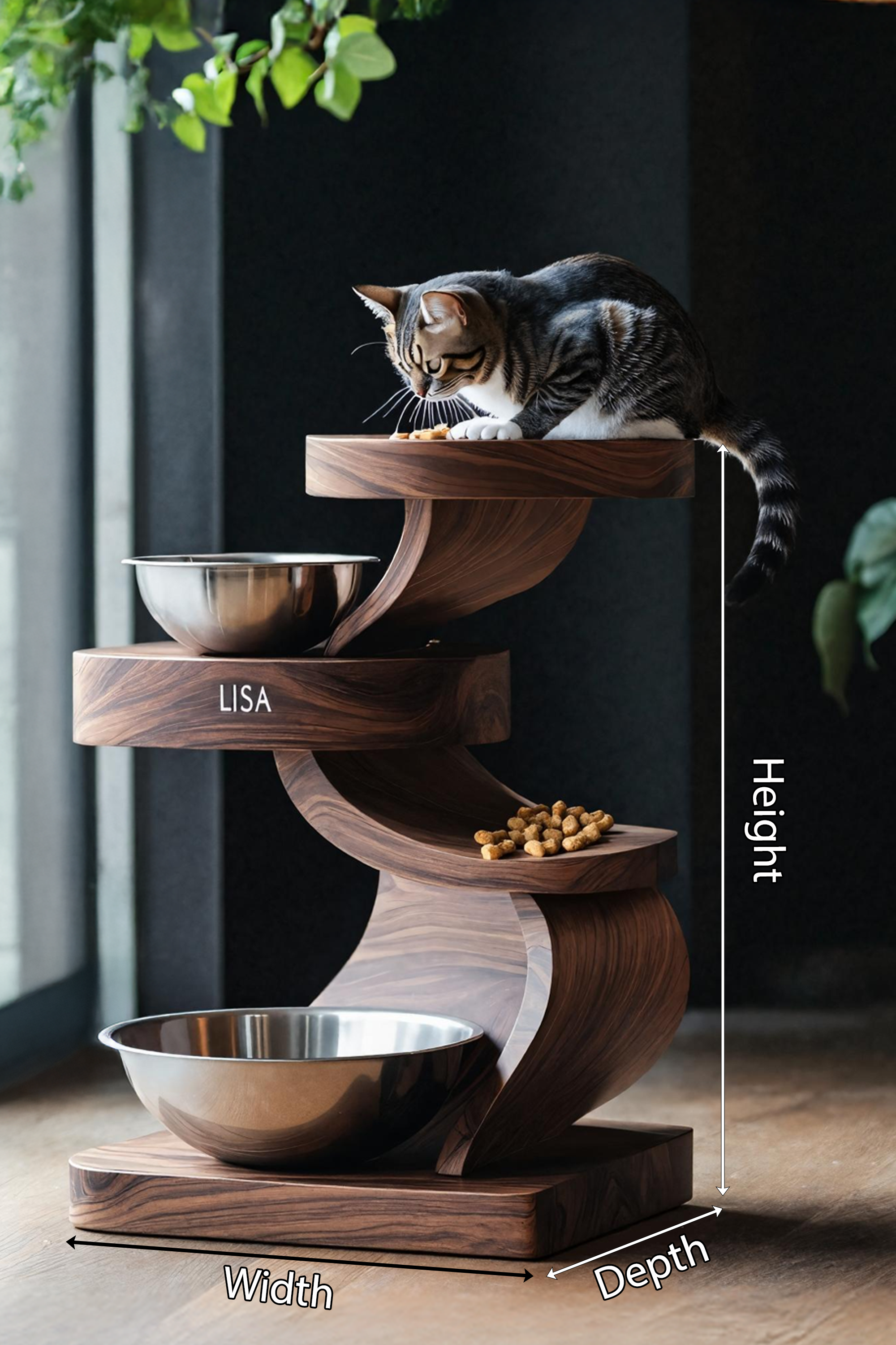Mid Century Pet Food Bowl Stand For Kitchen Use SILDTTNDBS012