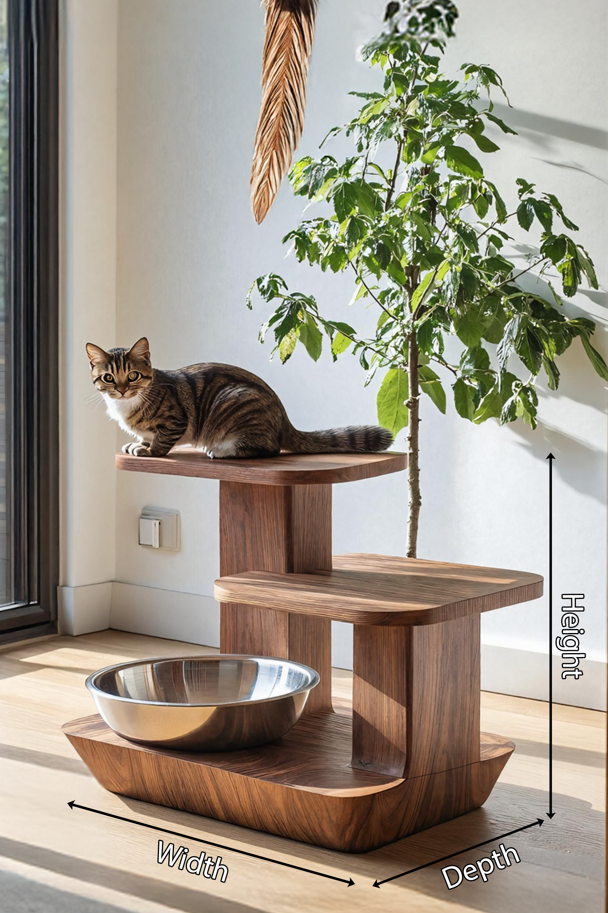 Handcrafted Wooden Pet Food Stand For Kitchen Decor SILDTTNDBS021