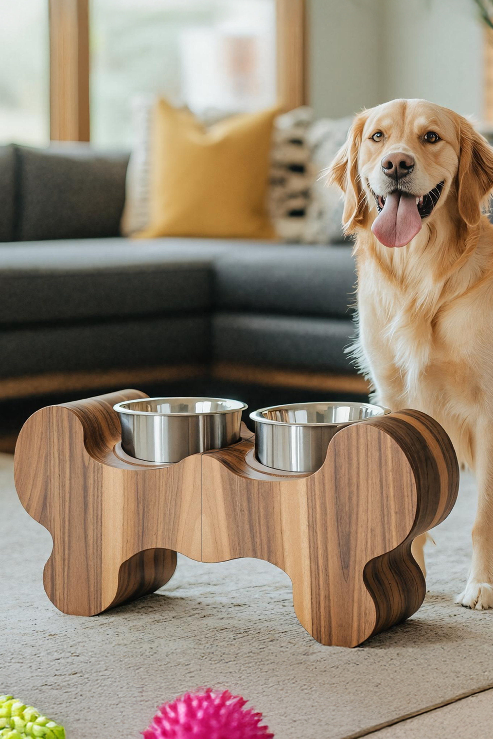 Handcrafted Dog Bowl Stand For Modern Kitchen Decor SILDTTRDBS002