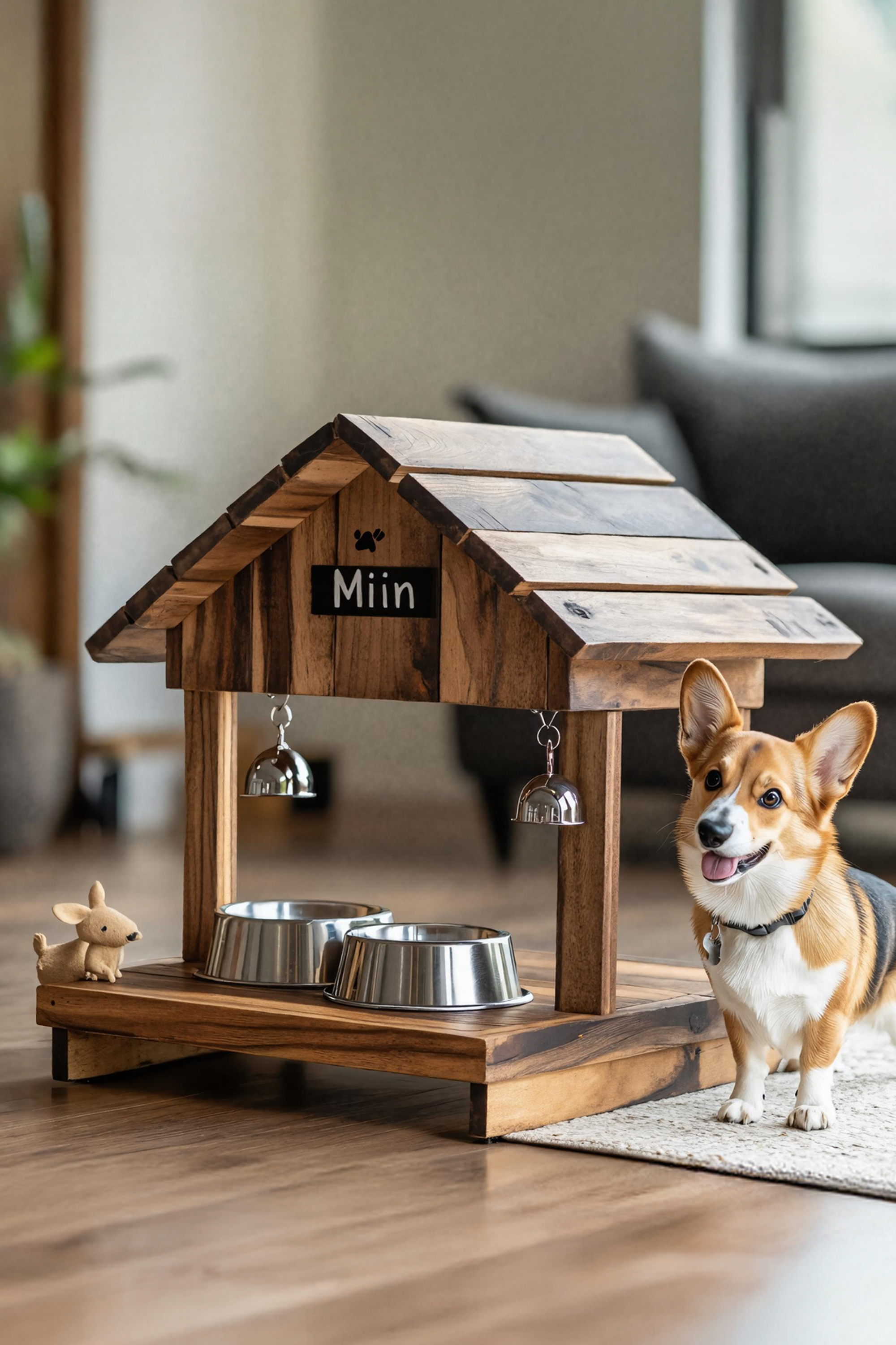 Handcrafted Pet Feeding Station Wooden For Dogs SILDTTRDBS020