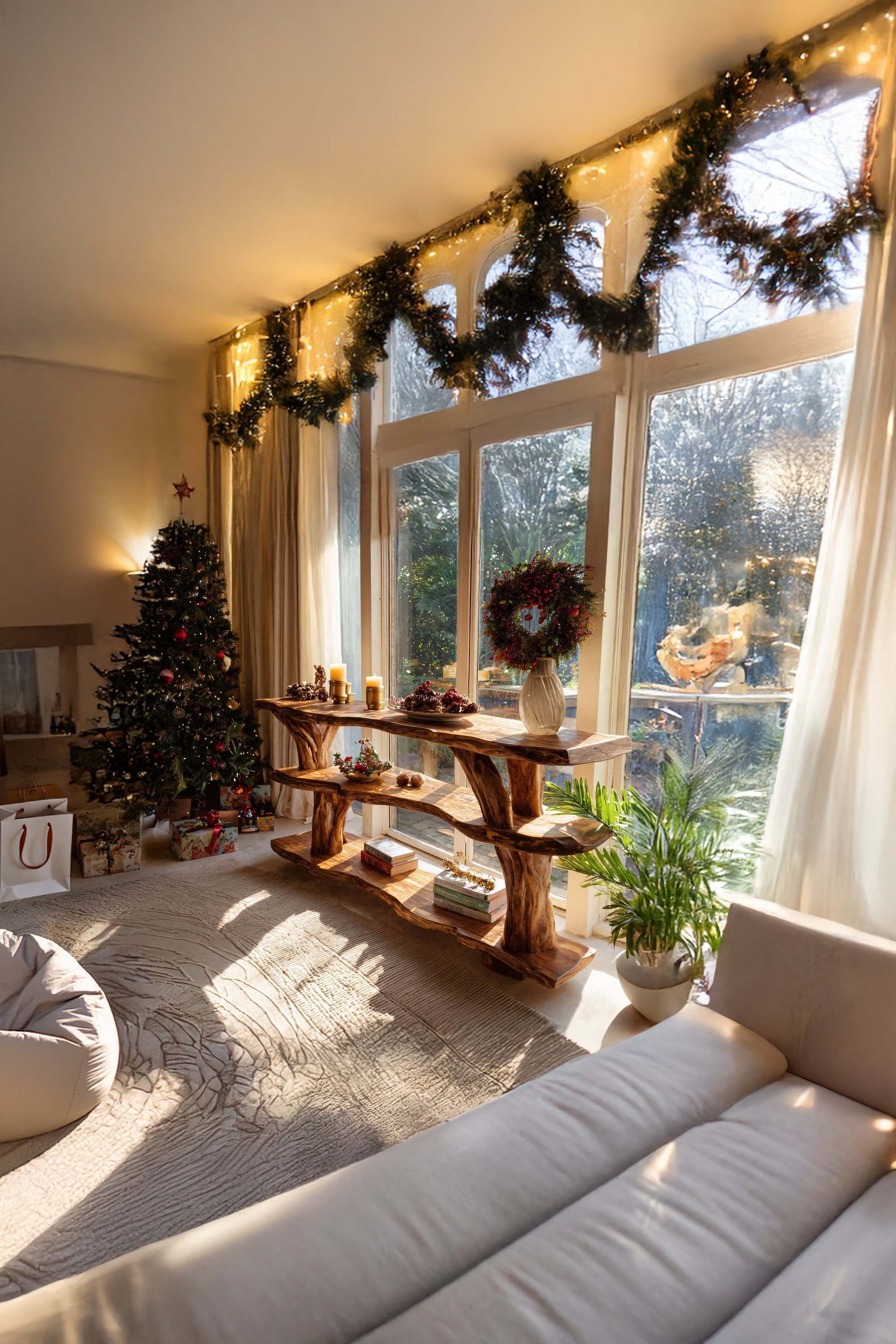 Rustic Wooden Live Edge Console Table For Christmas Furniture Accent SILDTTNCSC018