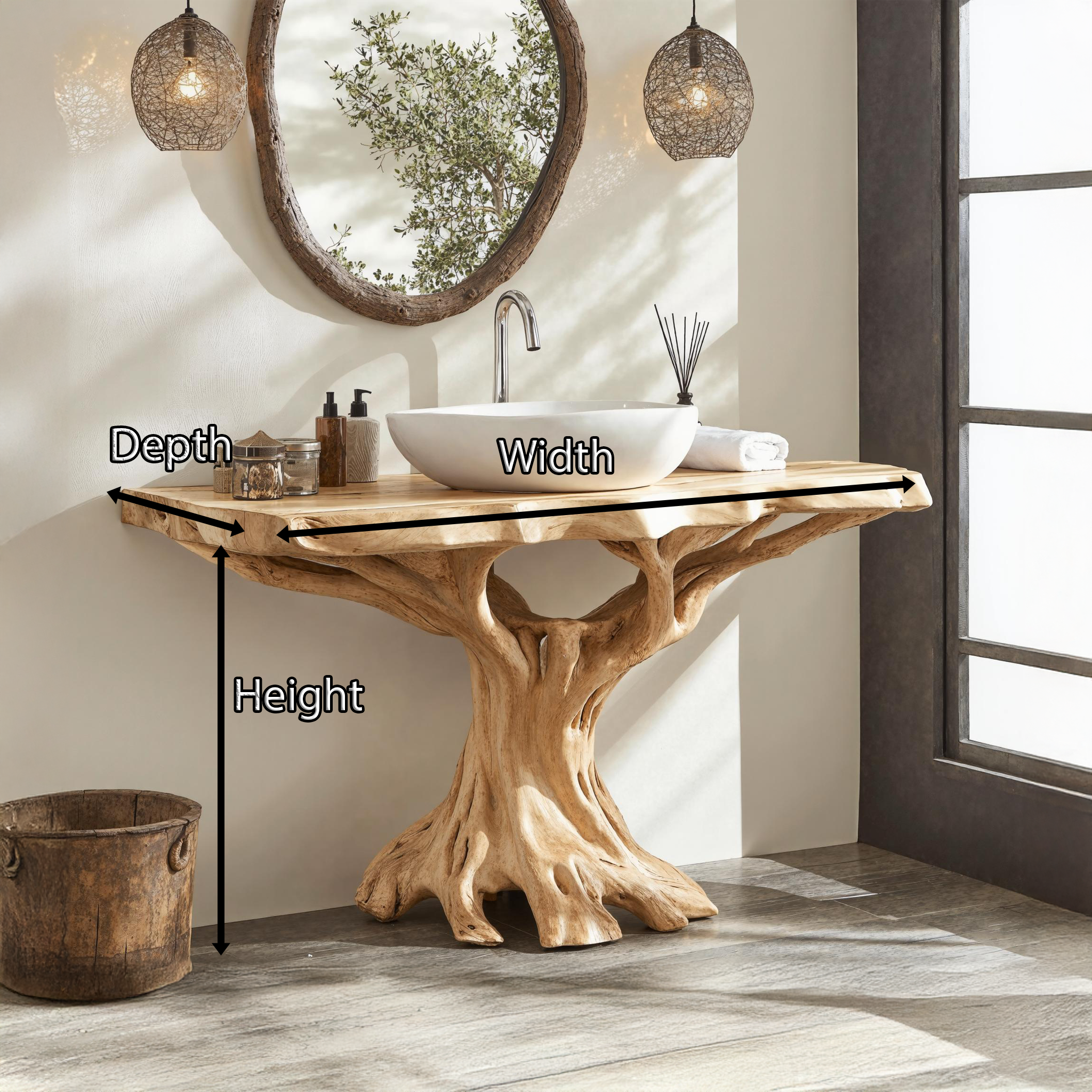 Live Edge Natural Wood Bathroom Vanity For Serene Spaces SILDTBRV141