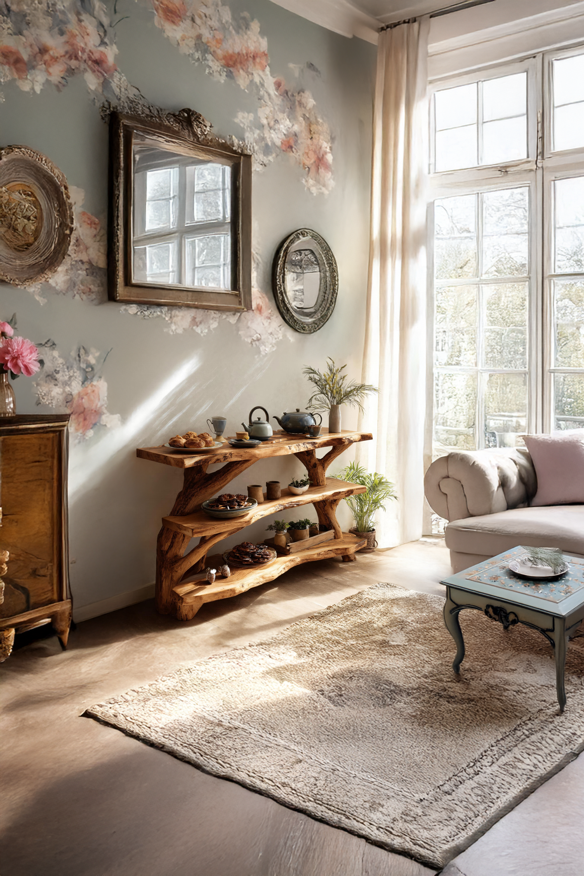 Mid Century Wooden Live Edge Console Table For Living Room Decor SILDTTNCS053