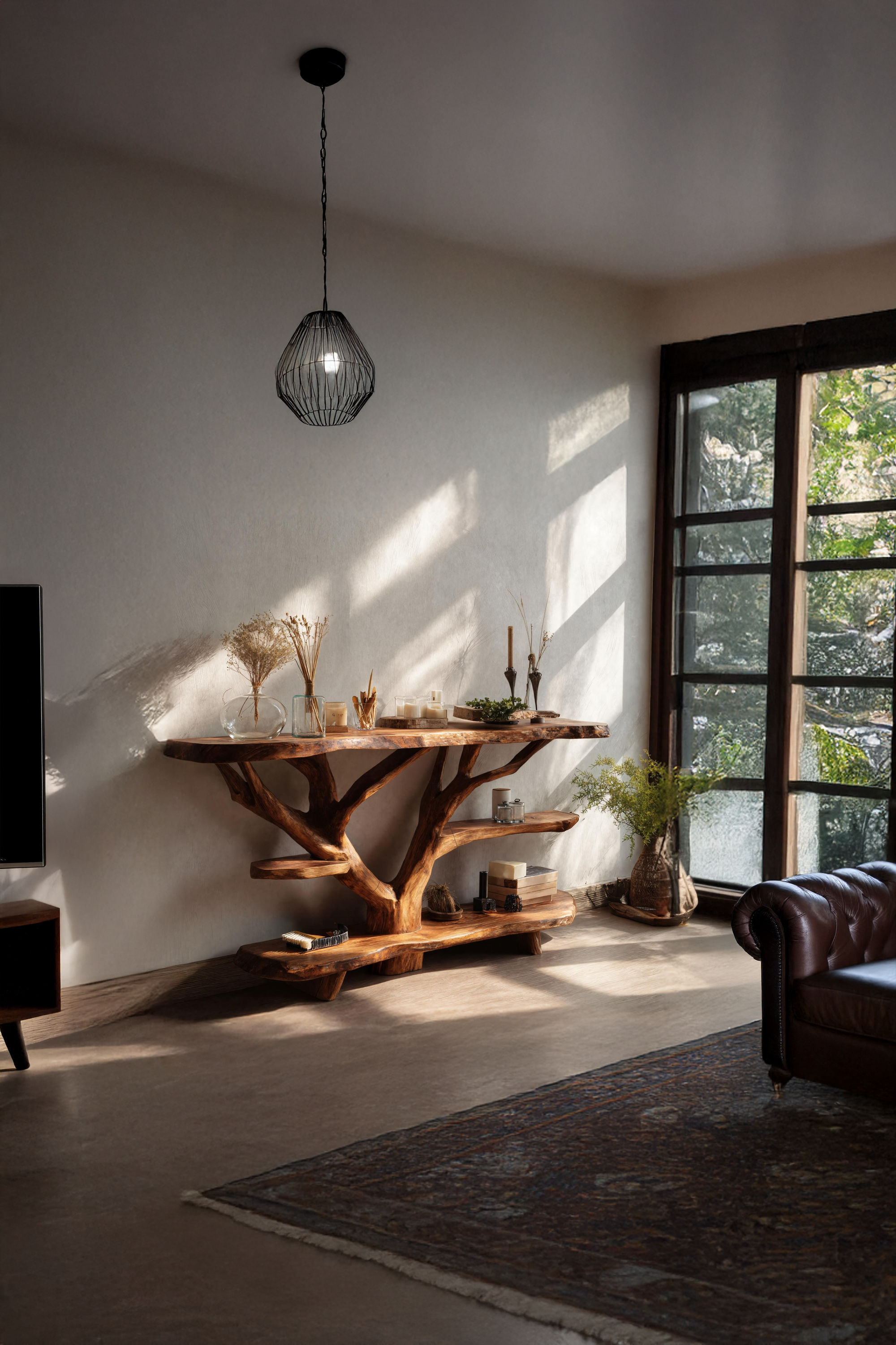 Mid Century Live Edge Entryway Table For Contemporary Bedroom Decor SILDTTNCS059