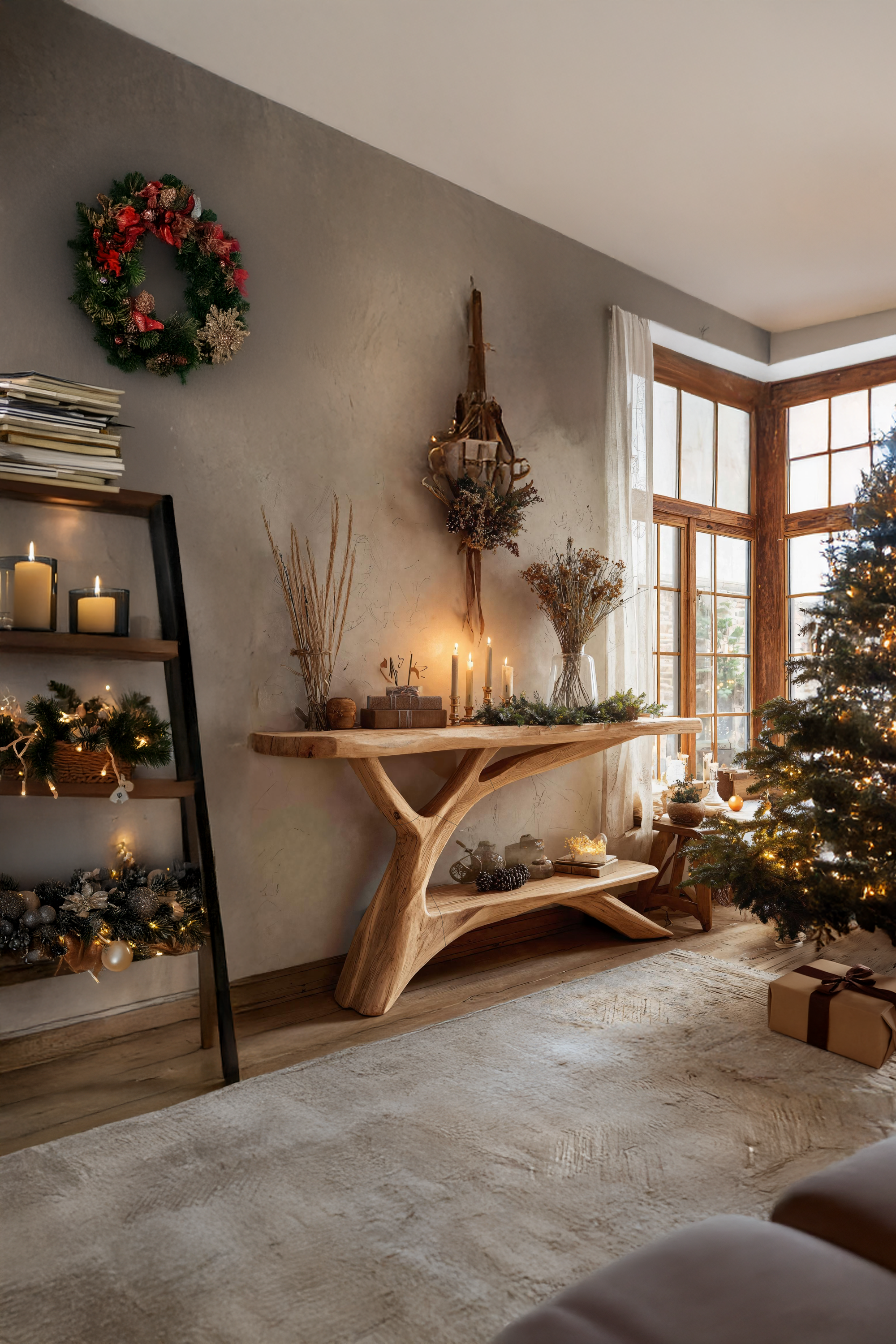 Mid Century Wooden Console Table For Christmas Entryway Decoration SILDTTNCSC010