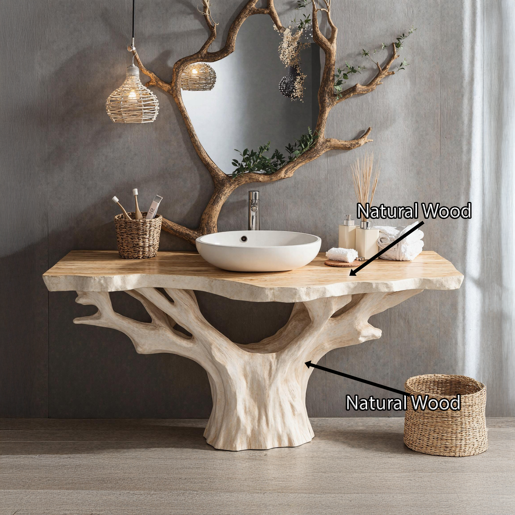 Modern Rustic Solid Wood Bathroom Vanity for Cozy Bathroom Spaces SILDTBRV142