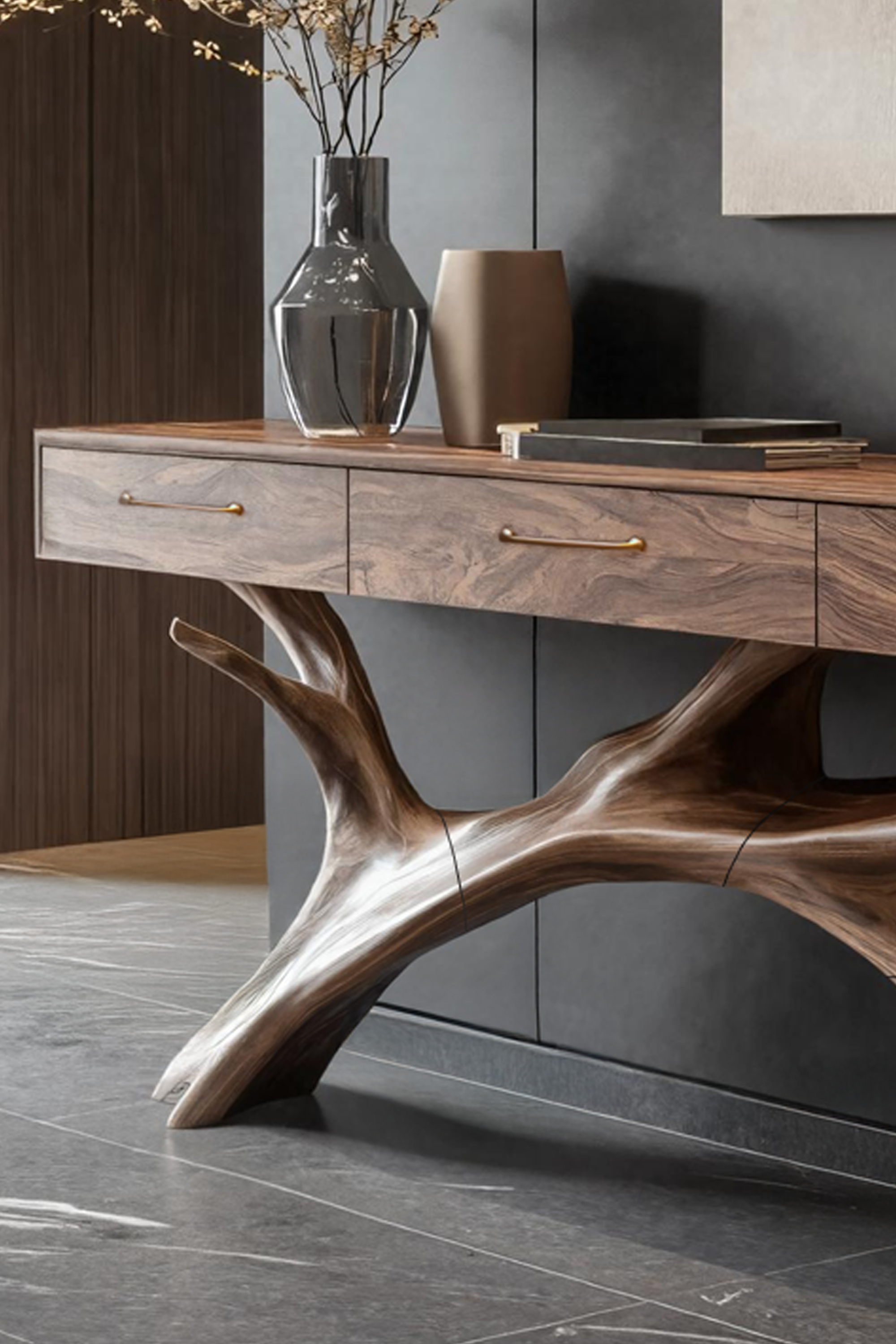 Rustic Live Edge Entryway Table For Warm Living Room SILDTTNCS009