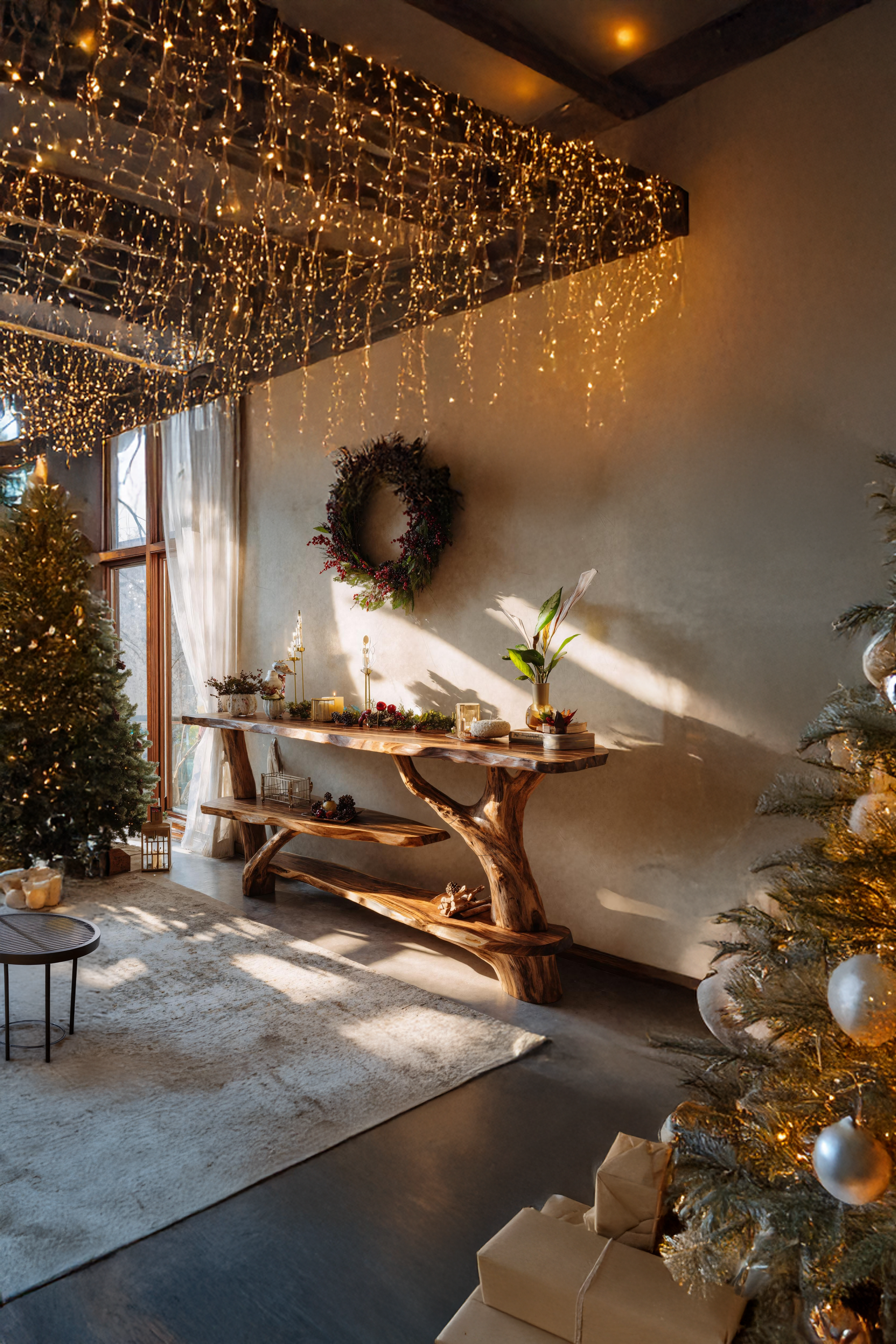 Farmhouse Wooden Console Table For Holiday Entryway Living Room SILDTTNCSC013