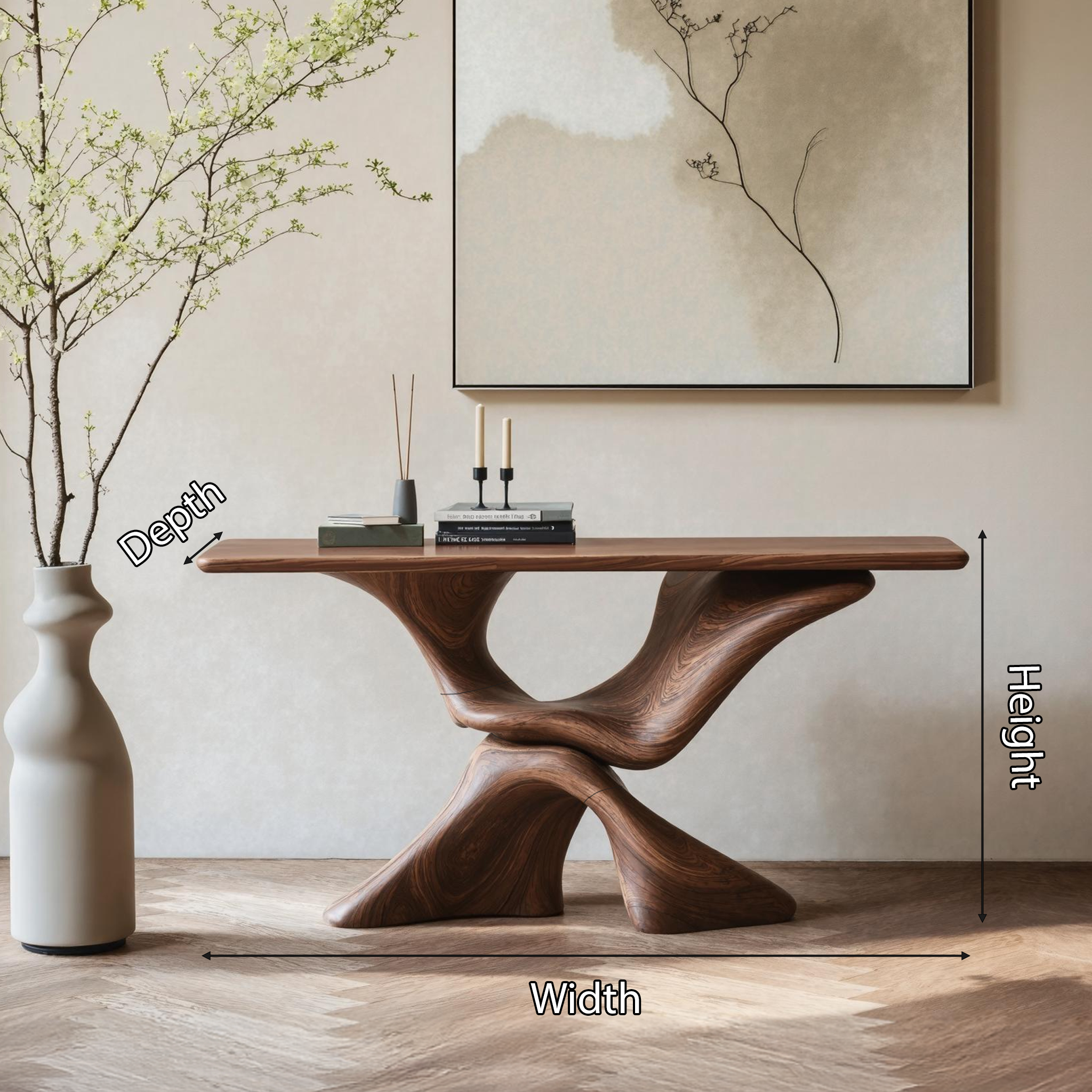 Mid Century Live Edge Console Table For Living Room SILDTTNCS212