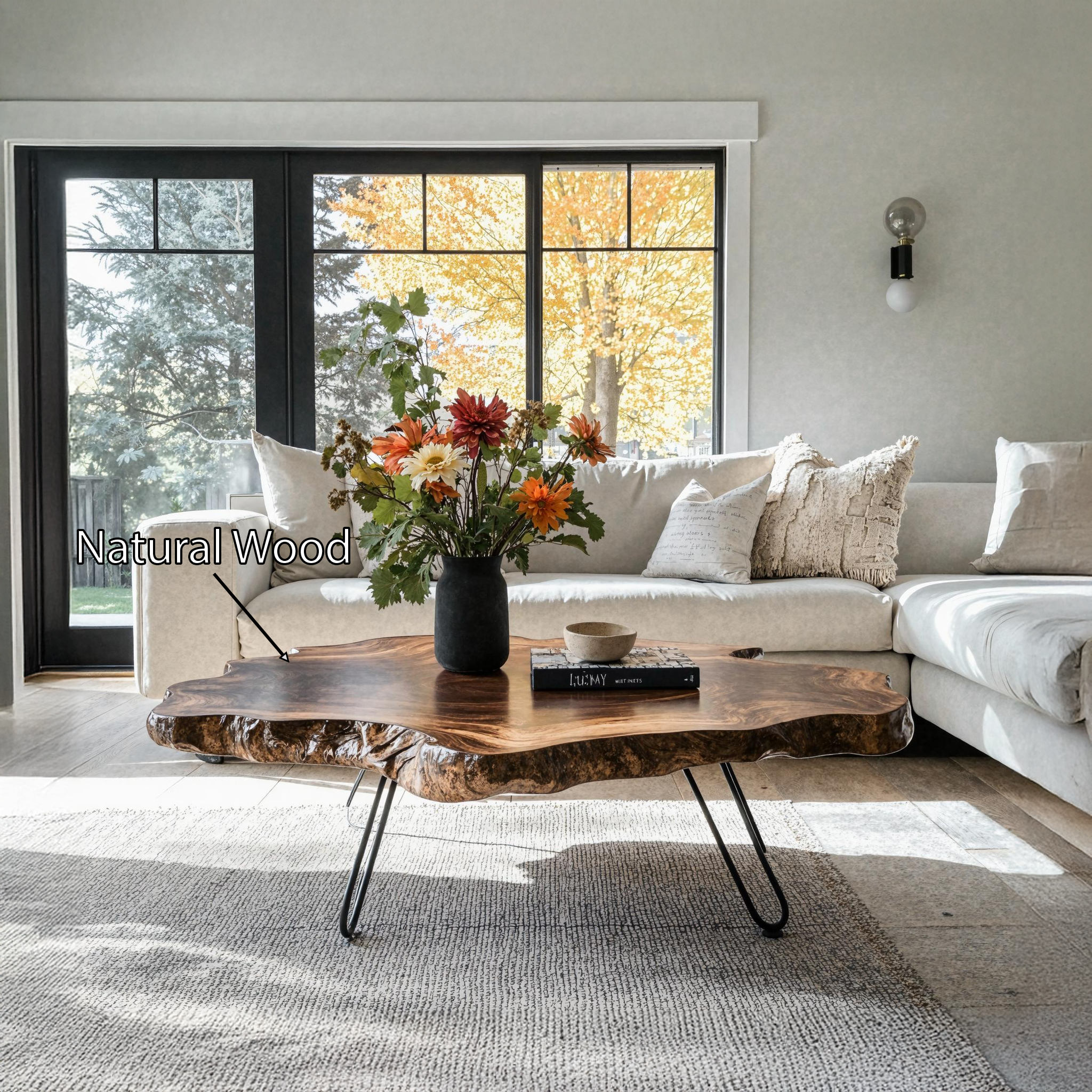 Mid Century Wood Table For Living Room Design SILDTTRCF007