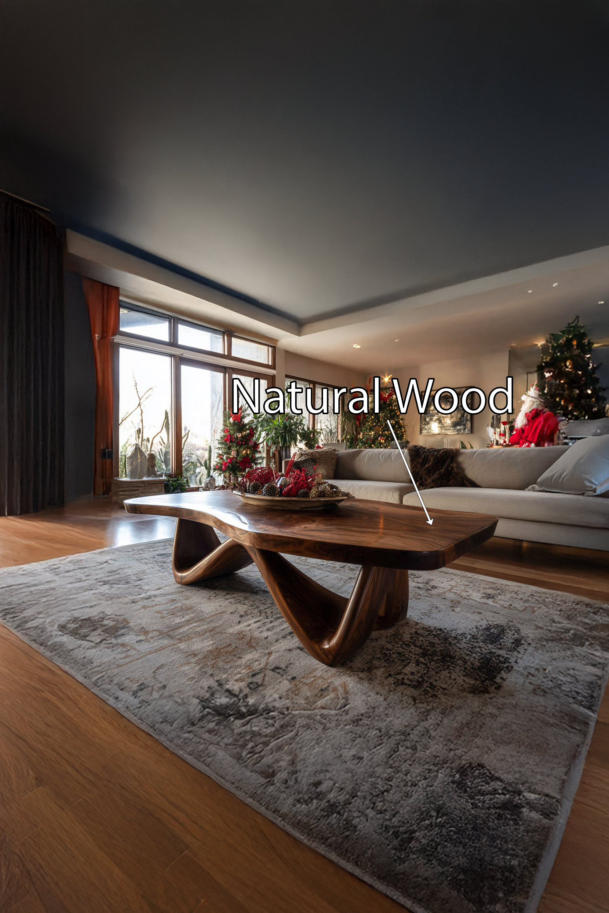 Handcrafted Wooden Solid Wood Coffee Table For Christmas Decor SILDTTRCCF020