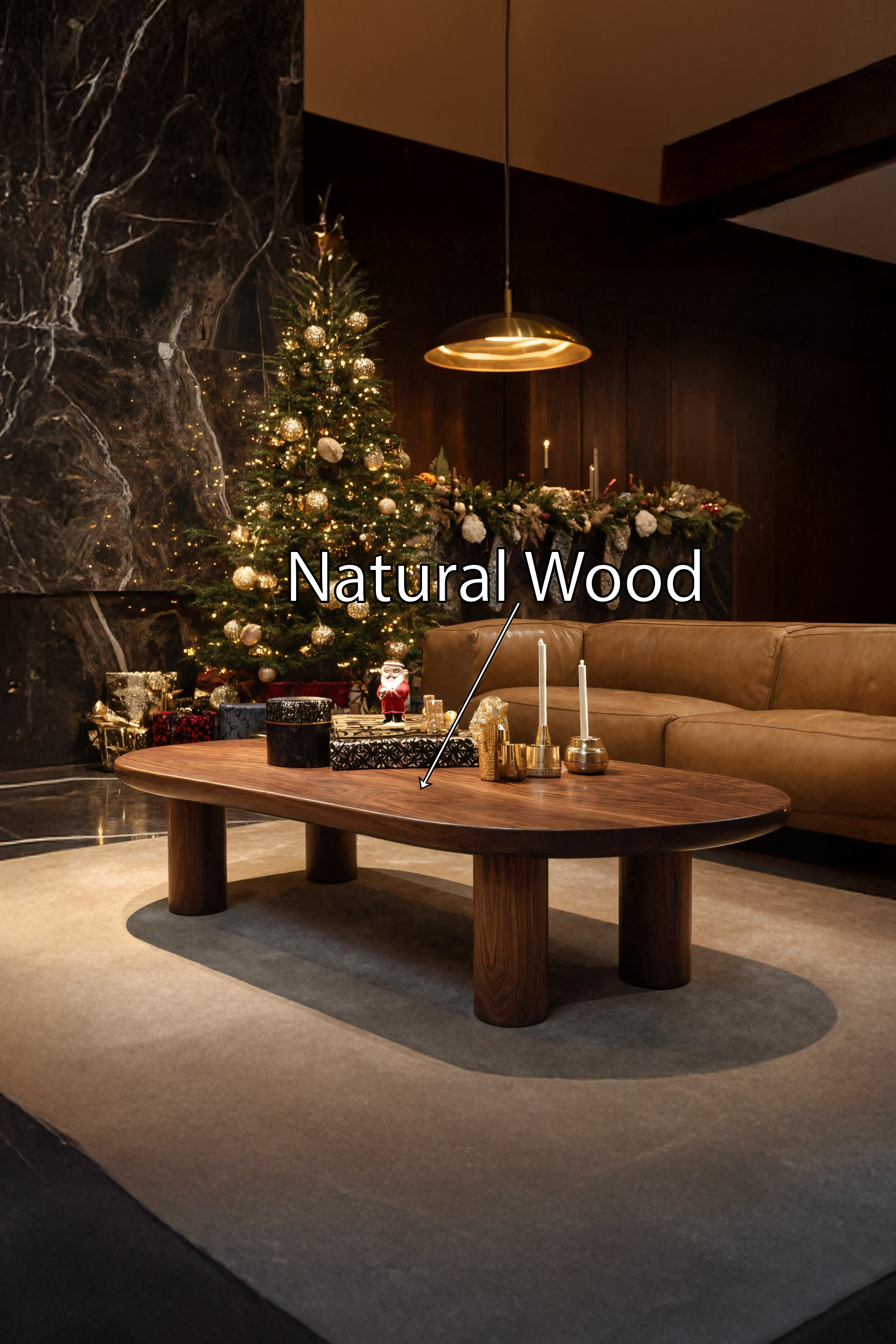 Rustic Handcrafted Coffee Table Solid Wood For Christmas Living Room SILDTTRCCF024