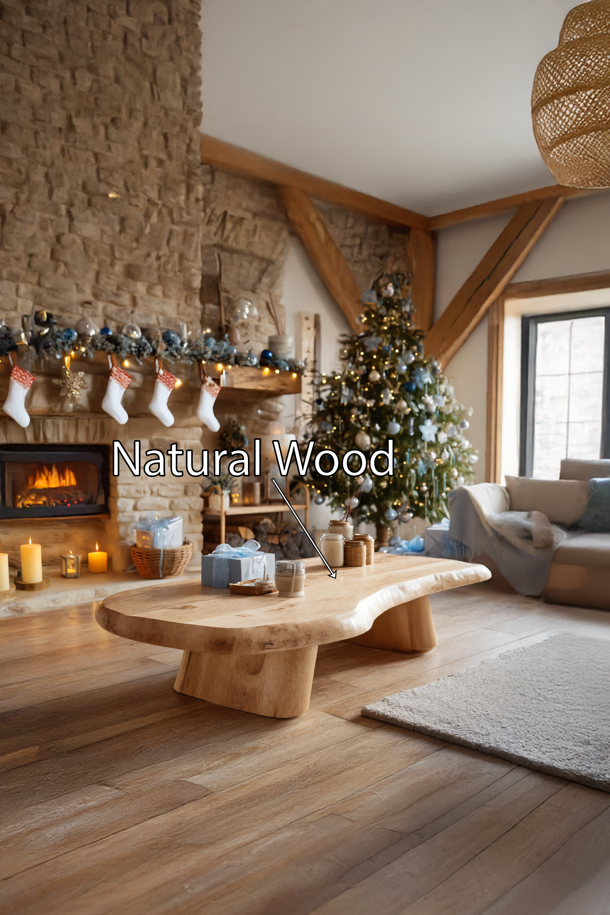 Rustic Wooden Live Edge Coffee Table For Christmas Furniture And Decor SILDTTRCCF033