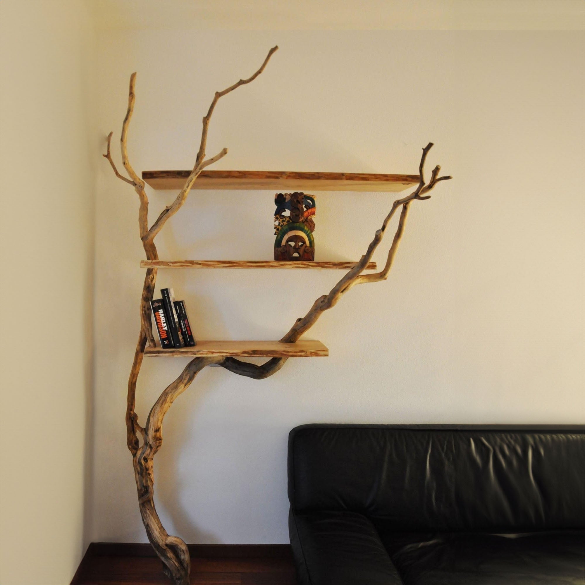 Natural Wild Mulberry Wall Tree Branch Bookshelf Montessori Bookshelf SINLTB030