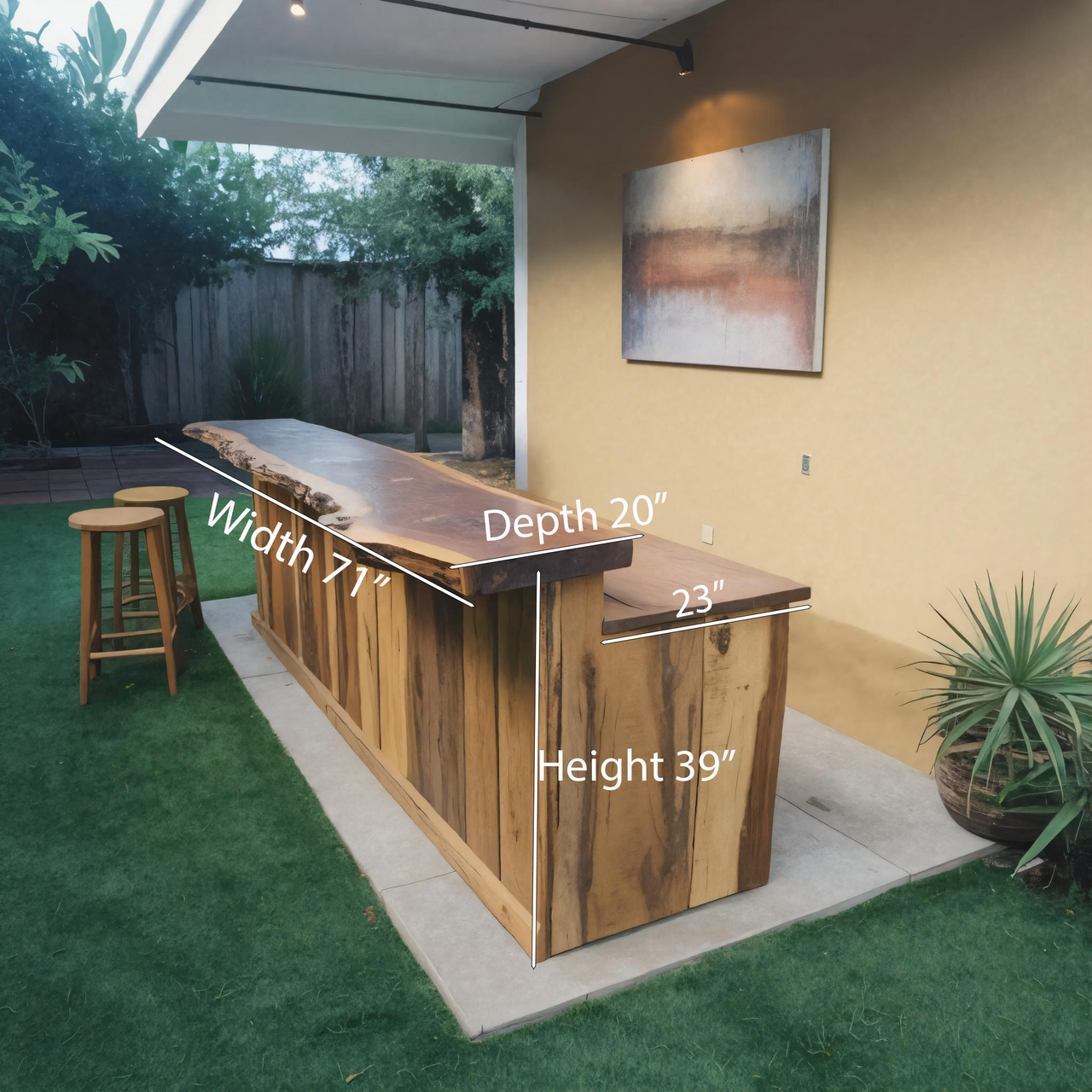 Rustic Live Edge Outdoor Bar Table For Backyard Or Patio SITHHNBTA002