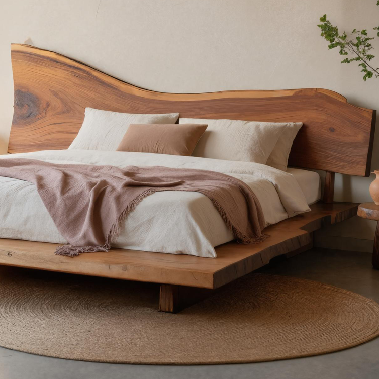 Sculptural Live Edge Headboard Handmade For Modern Bedroom SITHTTHB003