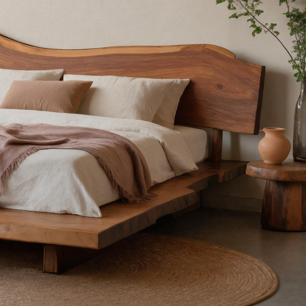 Sculptural Live Edge Headboard Handmade For Modern Bedroom SITHTTHB003