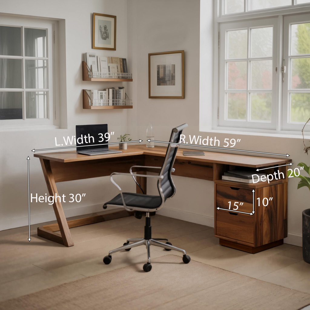 Modern L Shaped Desk With Drawers For Home Office Or Corner Workspace SITHHNDE031
