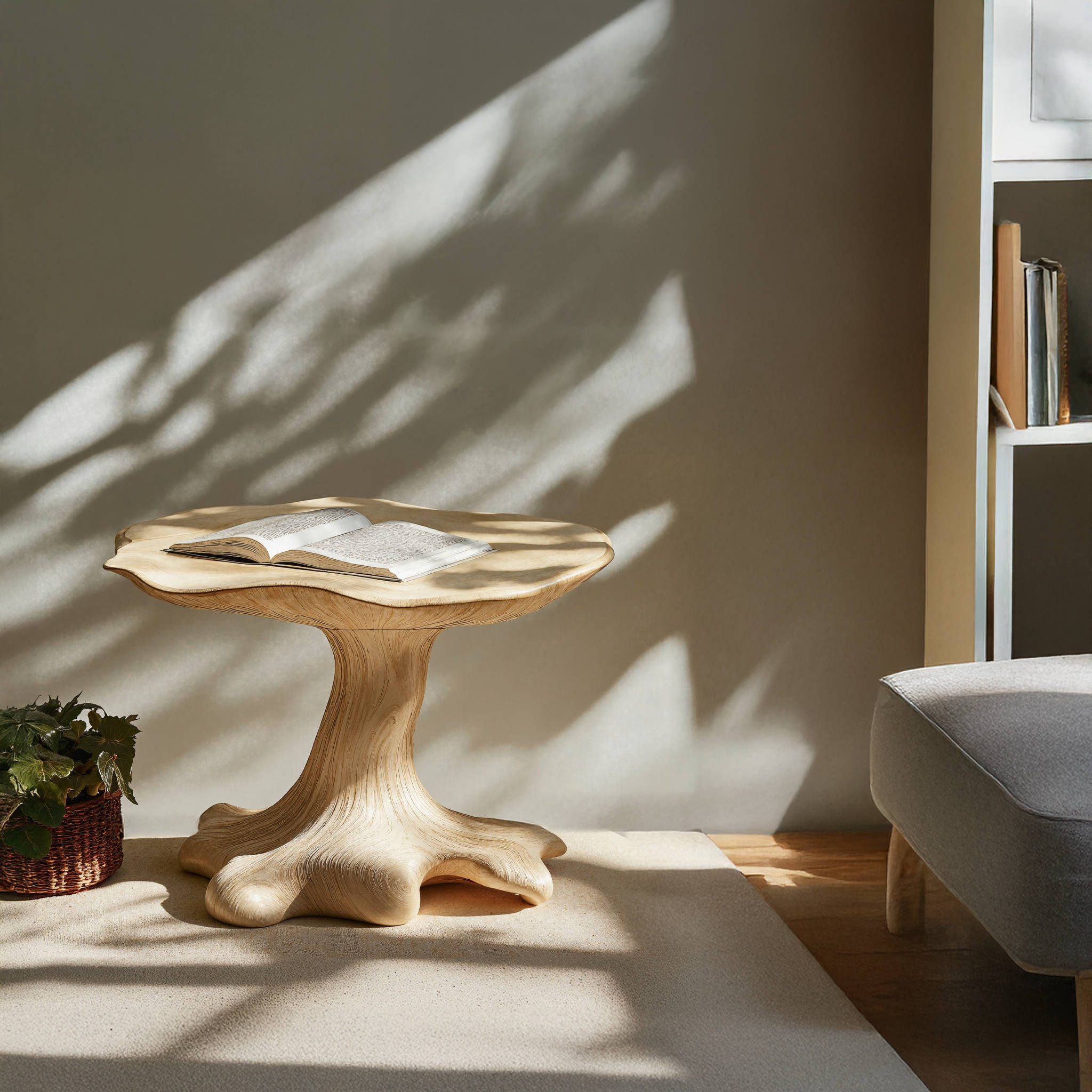 Rustic Live Edge Wood Mushroom End Table For Small Living Room Space SILDTEN103