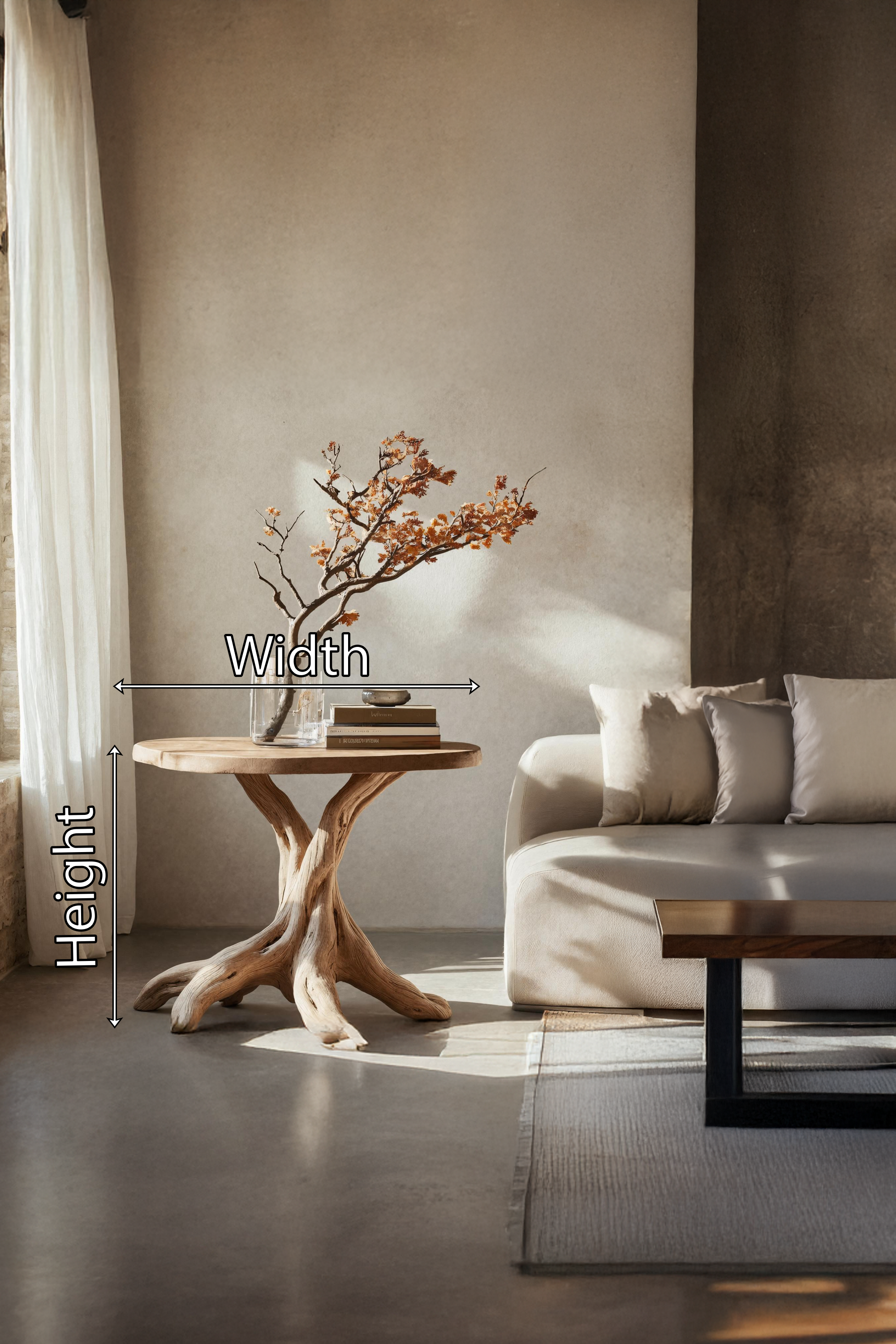 Handcrafted Solid Wood End Table For Living Room Modern Wall Display SILDTTREN011