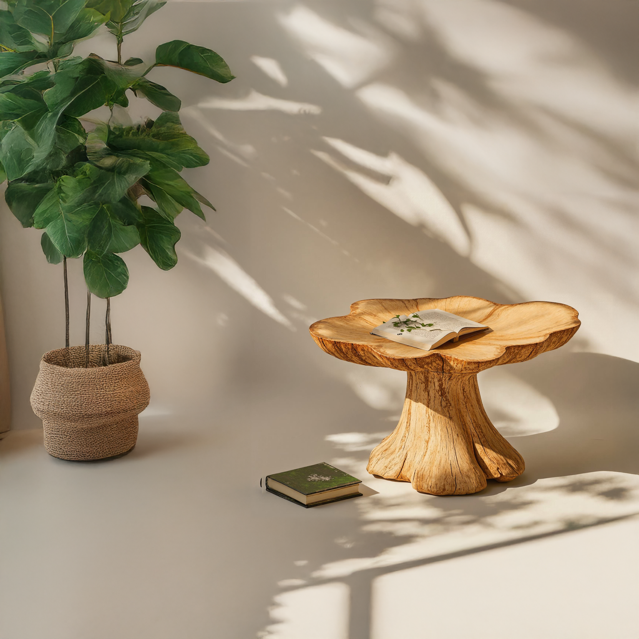 Vintage Wood Mushroom End Table For Sitting Room Antique Look SILDTEN099
