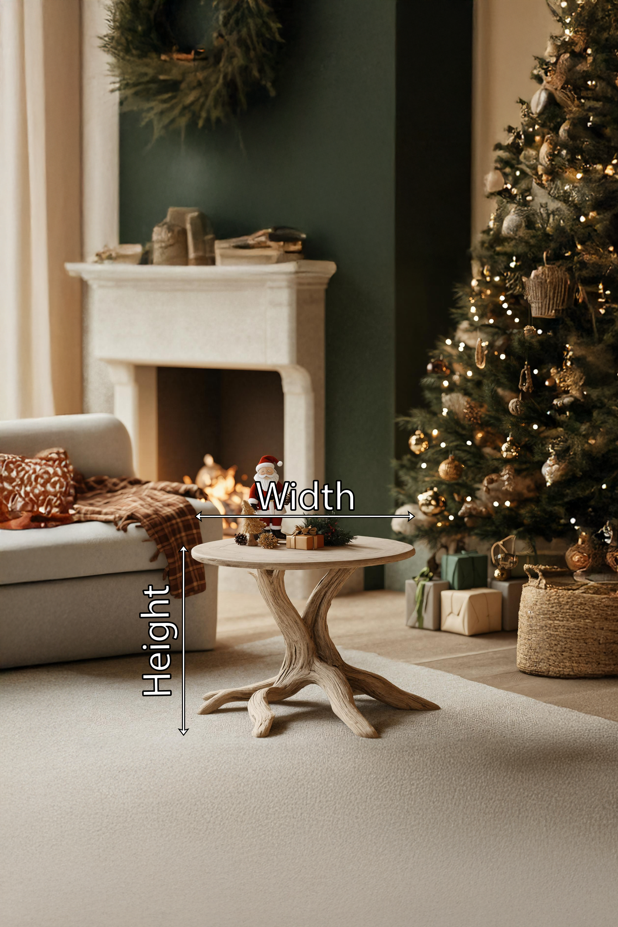 Handcrafted Solid Wood End Table For Living Room Winter Accent SILDTTRENC011