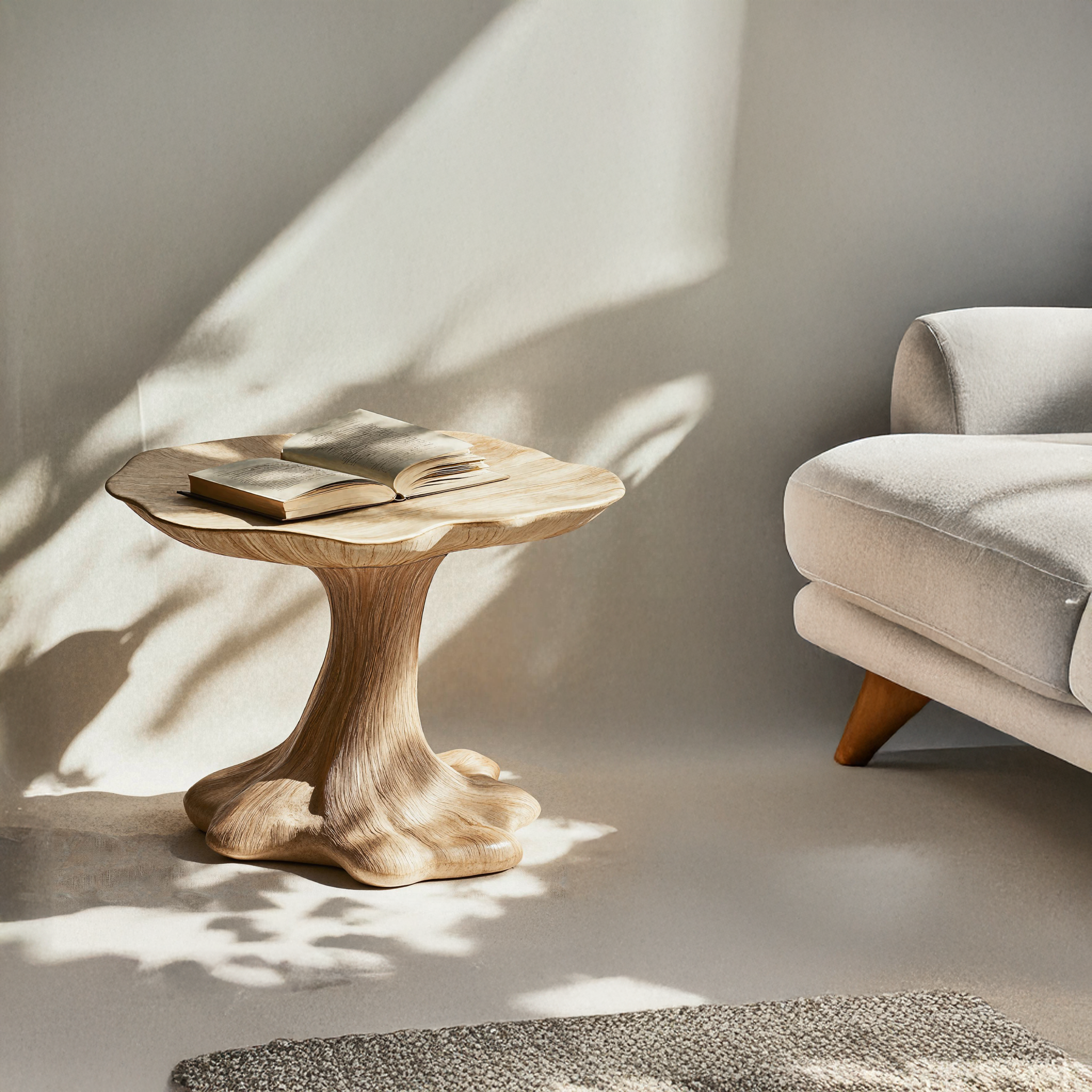 Rustic Live Edge Mushroom End Table For Lounge Room Natural Warmth SILDTEN101