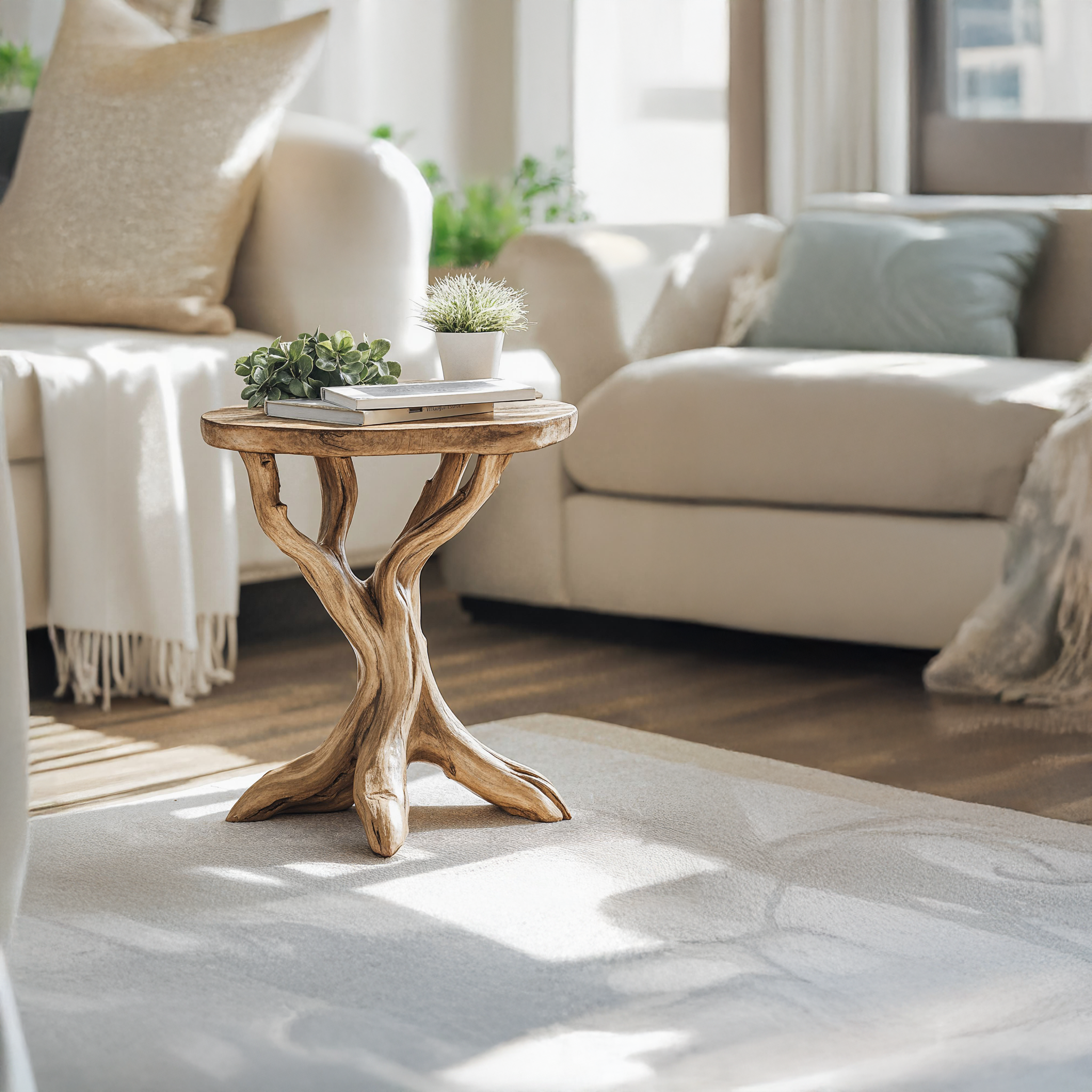 Rustic Wood End Table For Living Room Farmhouse Style SILDTEN093