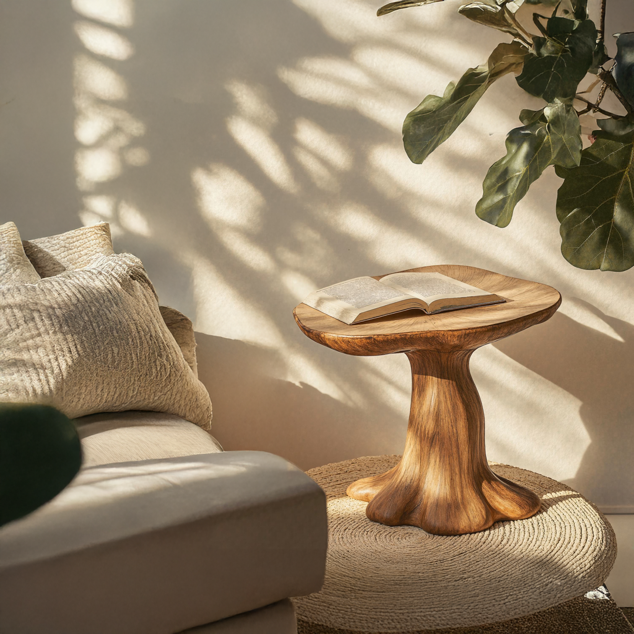 Farmhouse Wood Mushroom End Table For Living Area Country Vibes SILDTEN100