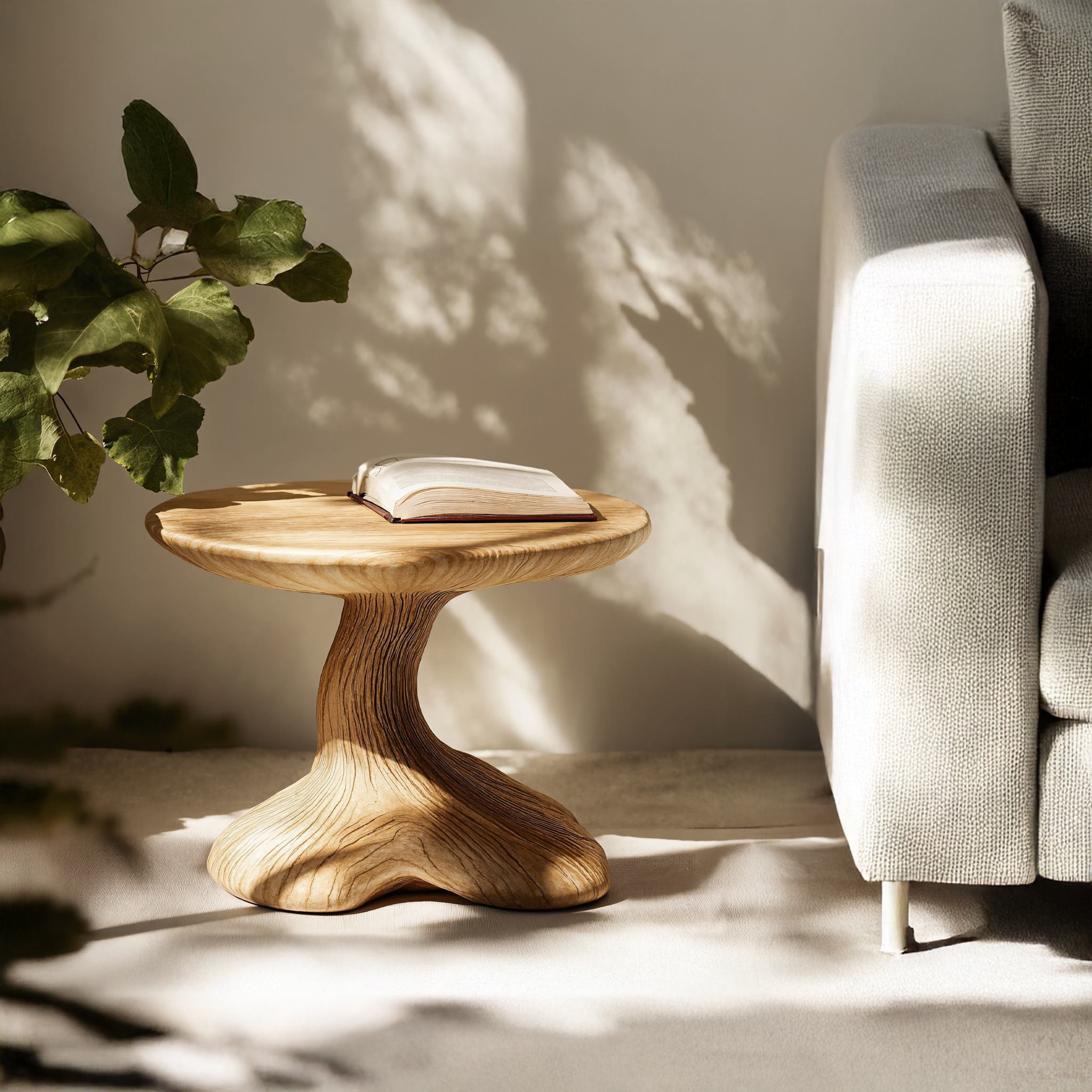 Handcrafted Wood Mushroom End Table For Lounge Area Rustic Charm SILDTEN098