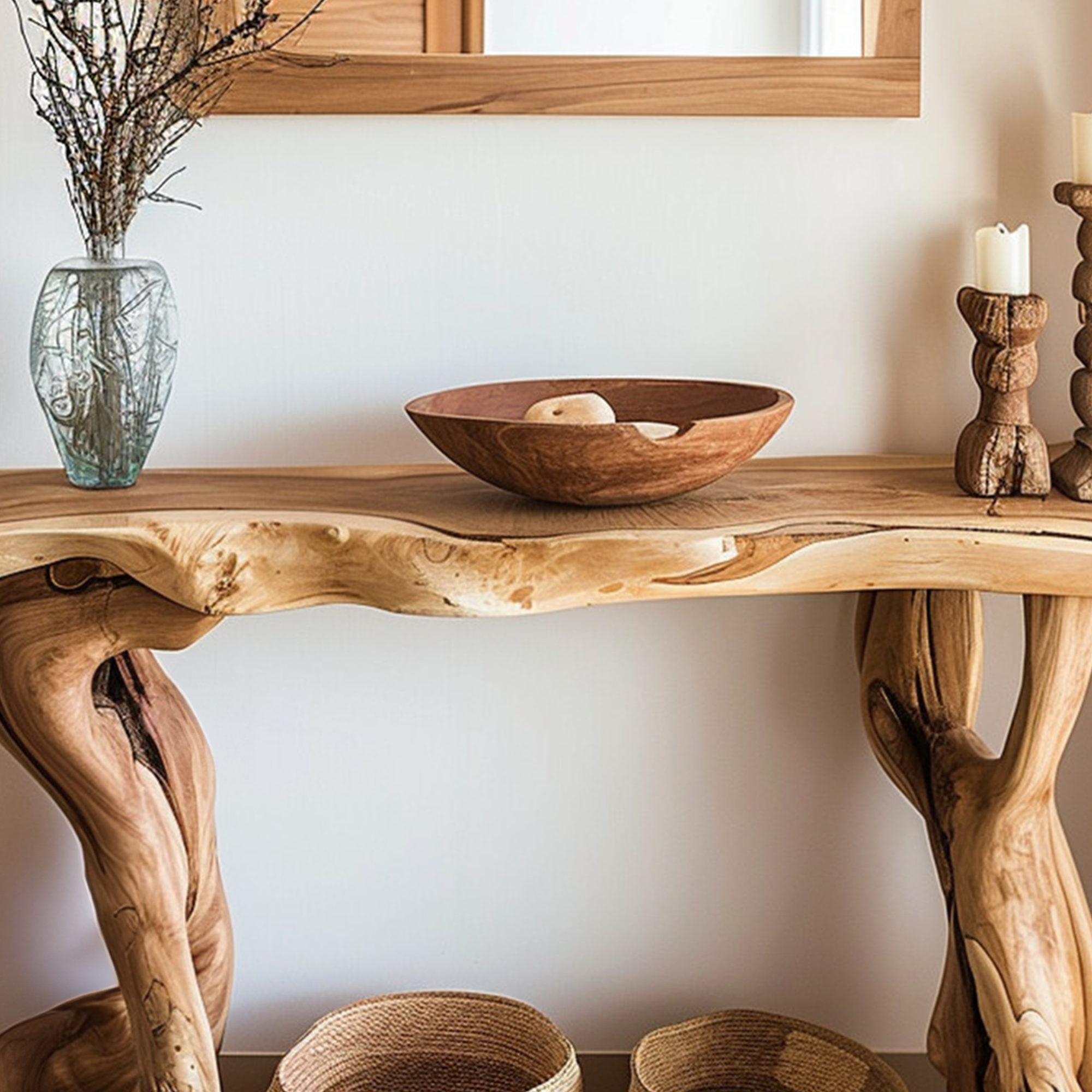 Wooden Rustic Console Table Bedside Table SINLCS015