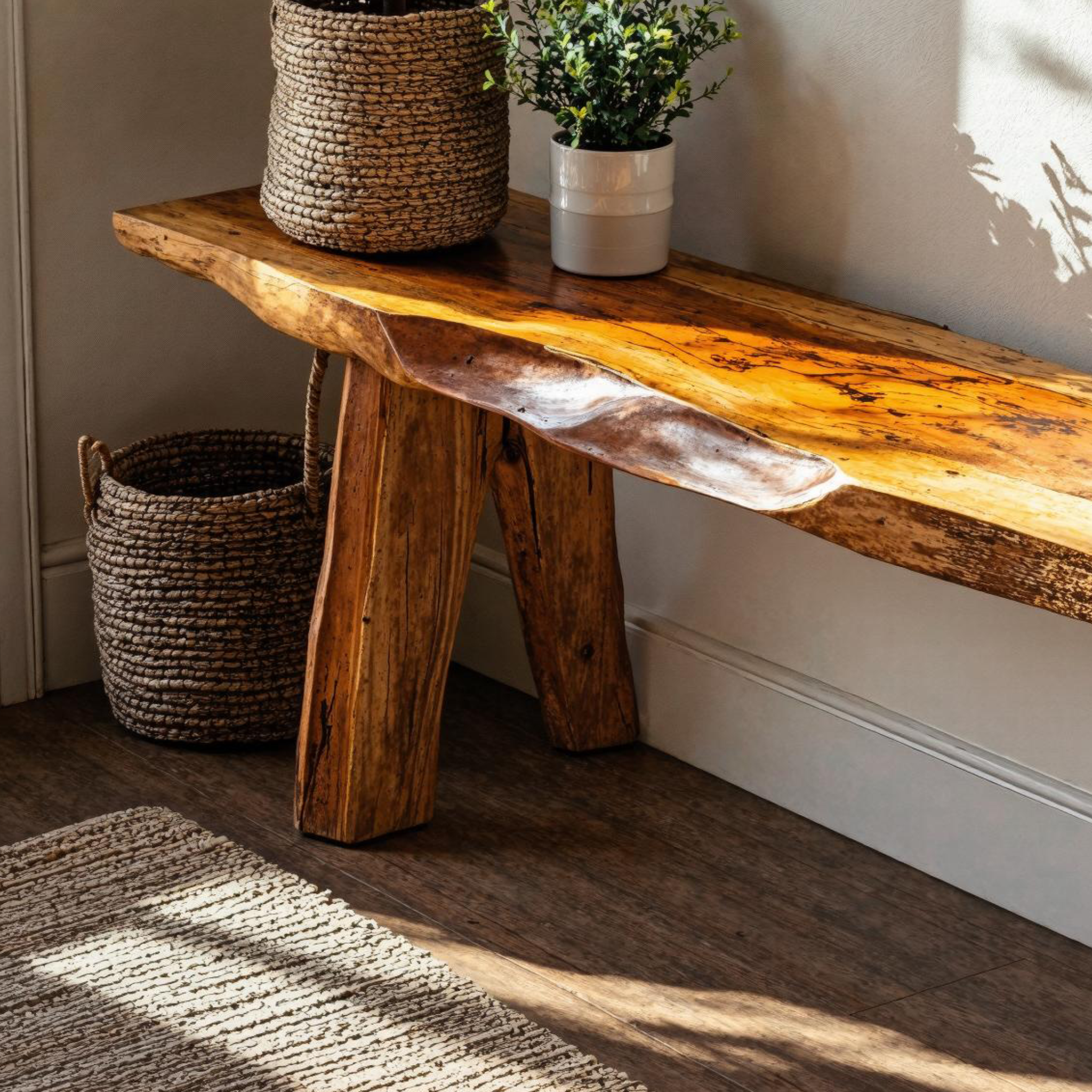 Large Wooden Bench For Seating With Natural Finish SILDTWB008