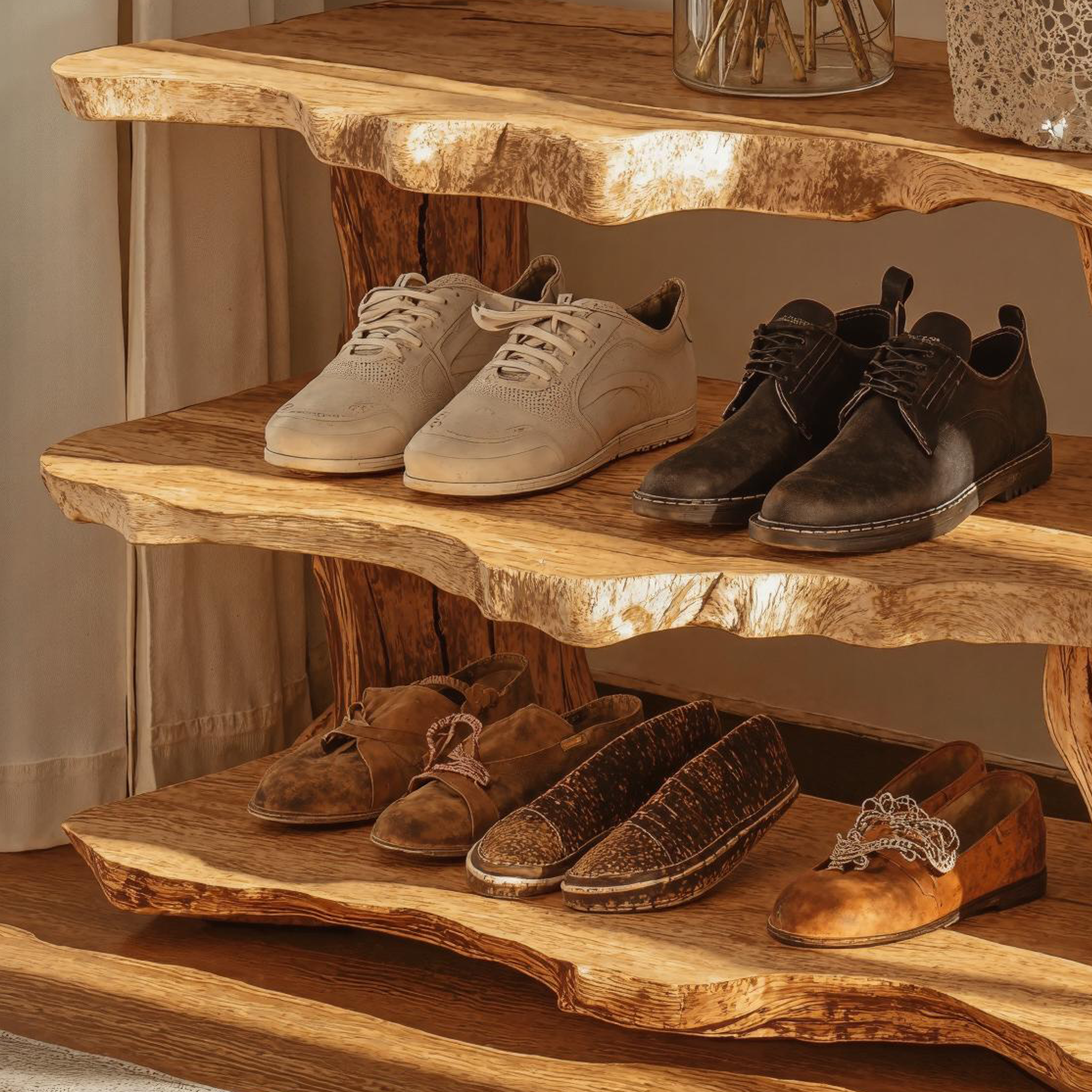 Traditional Wooden Shoe Bench With Handcrafted Finish SILDTSHB019