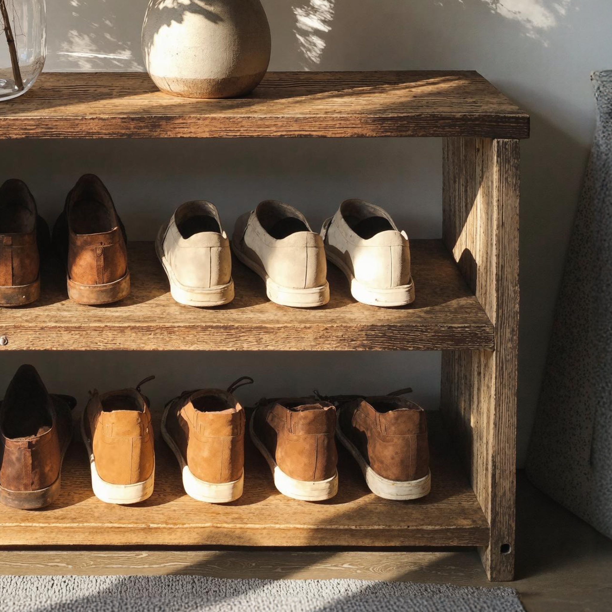 Vintage Farmhouse Entryway Shoe Shelves For Hallway SILDTSHB012