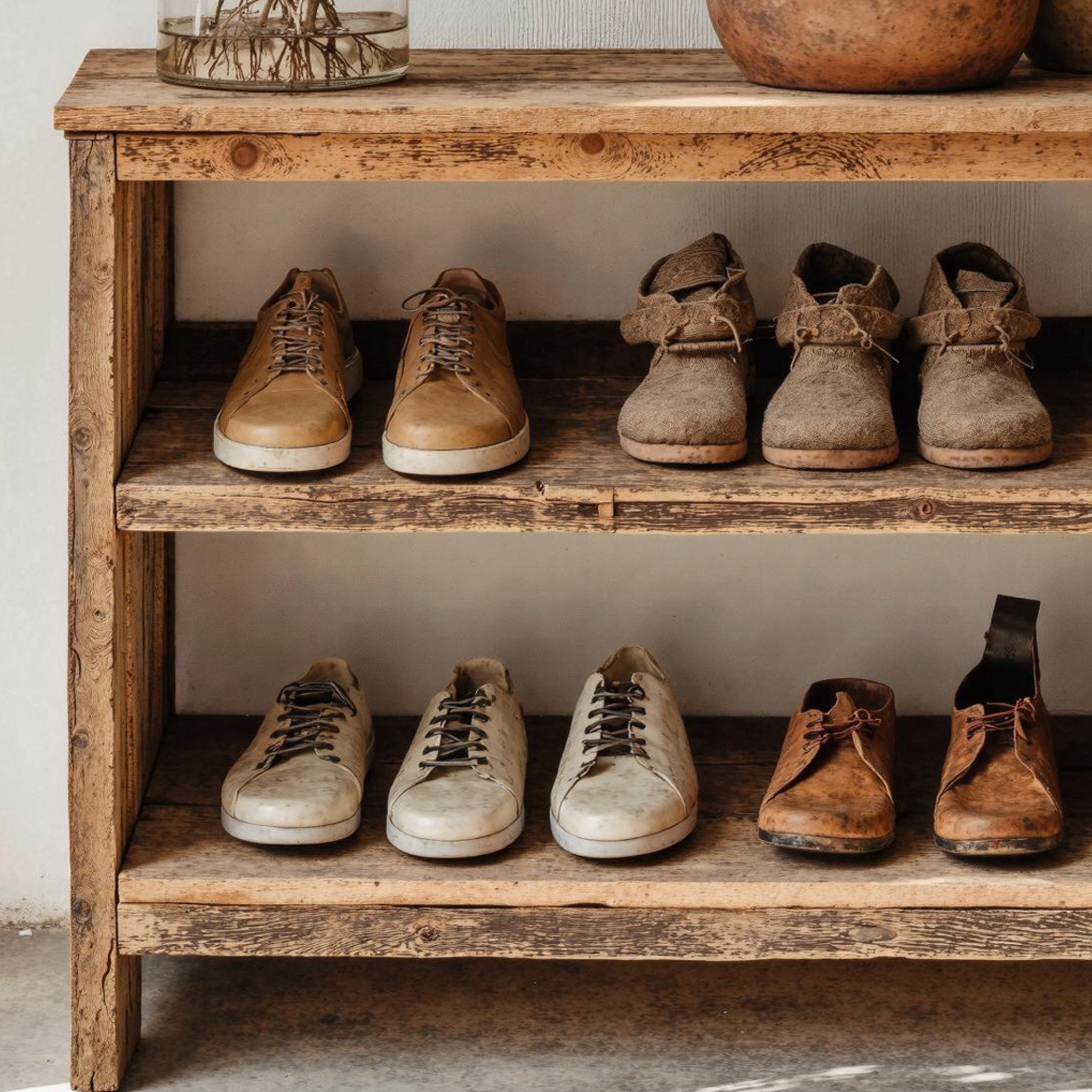 Vintage Wood Shoe Shelves For Elegant Hallways SILDTSHB013