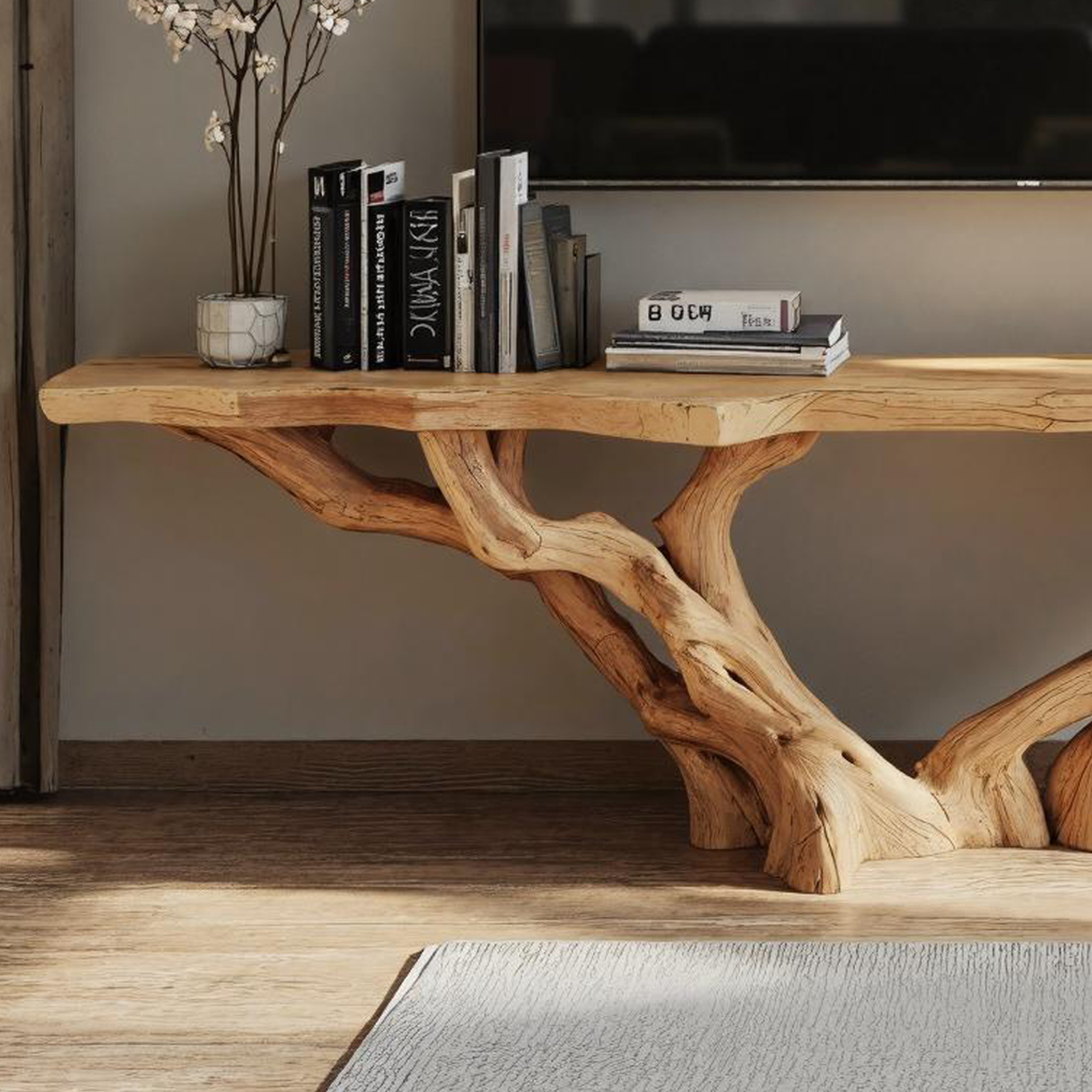 Rustic Handmade Live Edge TV Console For Living Room And Bedroom SILDTTVC030
