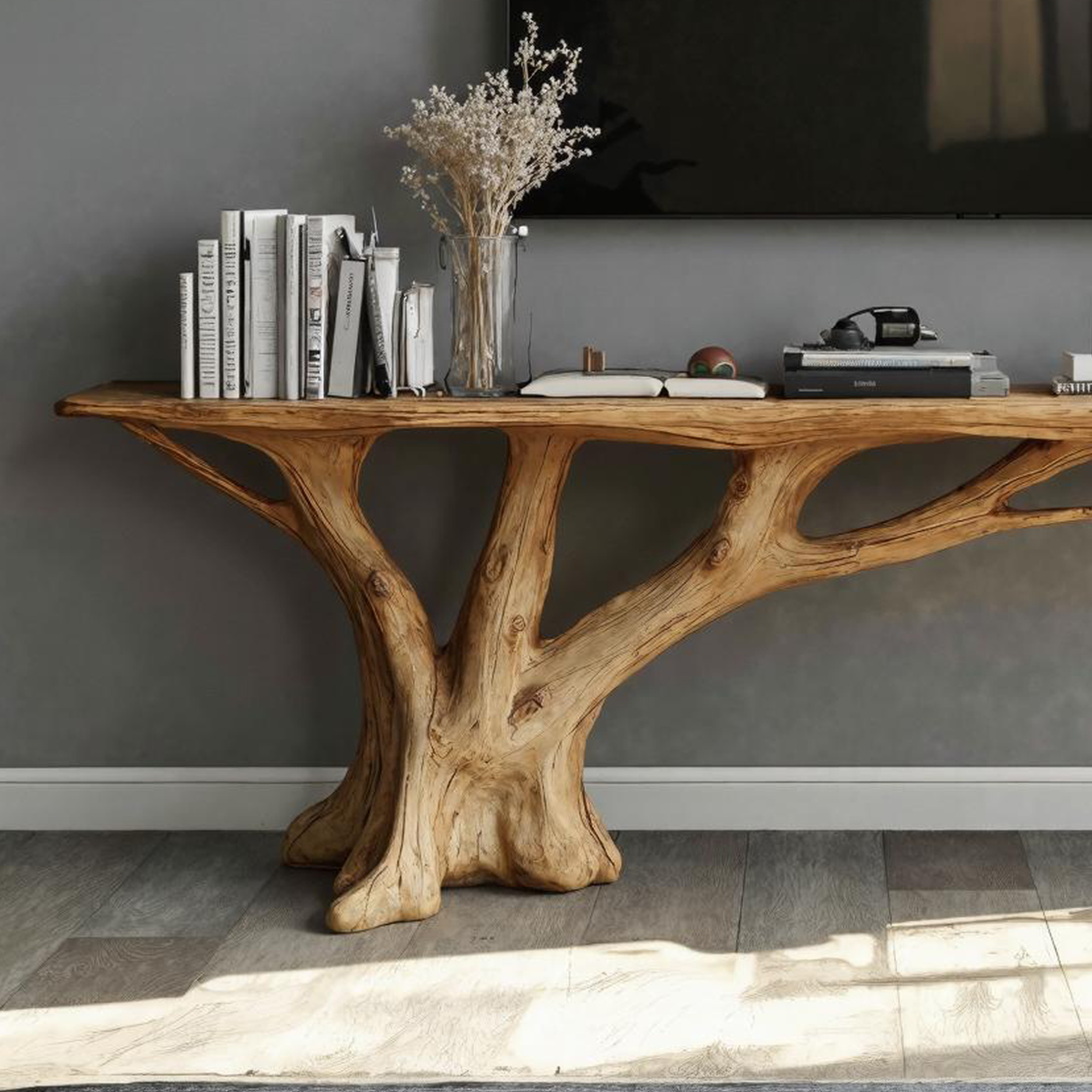 Rustic Natural Wood TV Console For Entryway And Hallway SILDTTVC026
