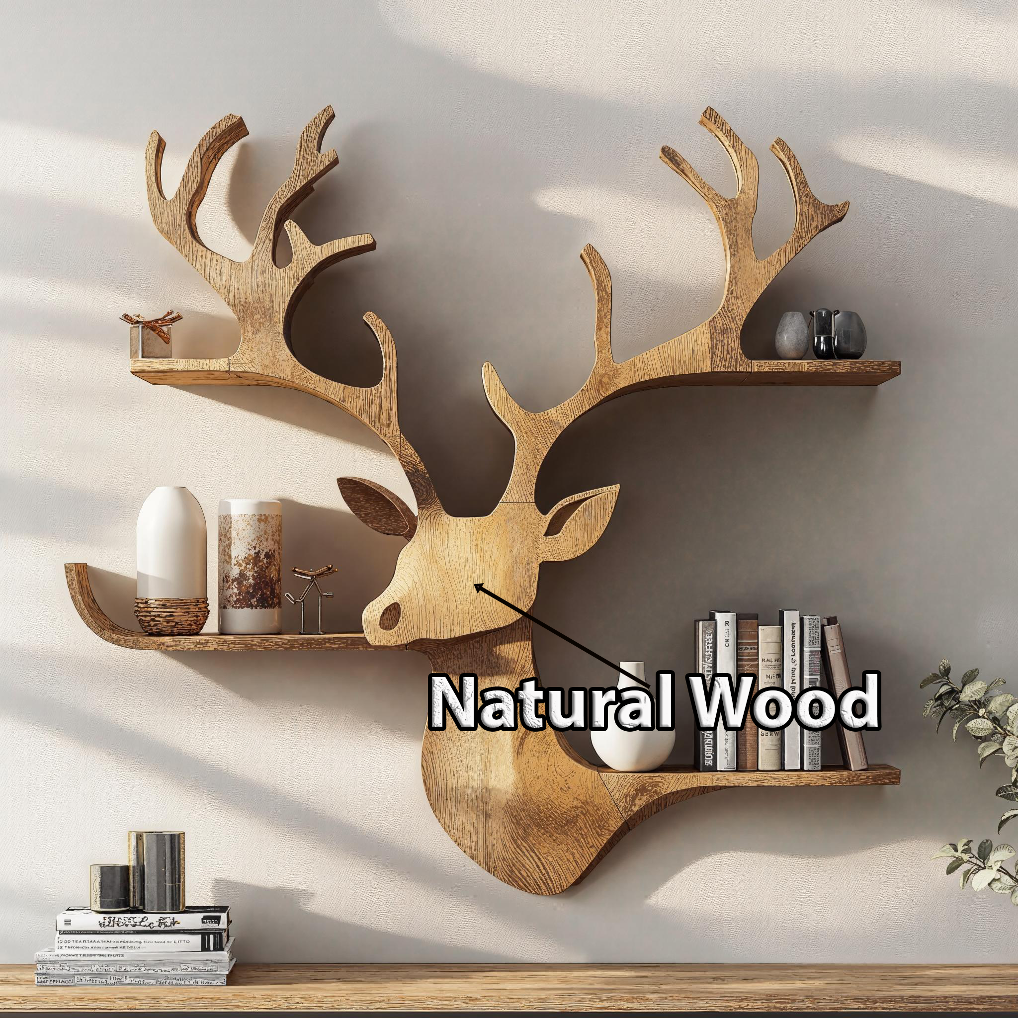 Customizable Wood Deer Shelf For Wall Mount Storage SILDTDE007