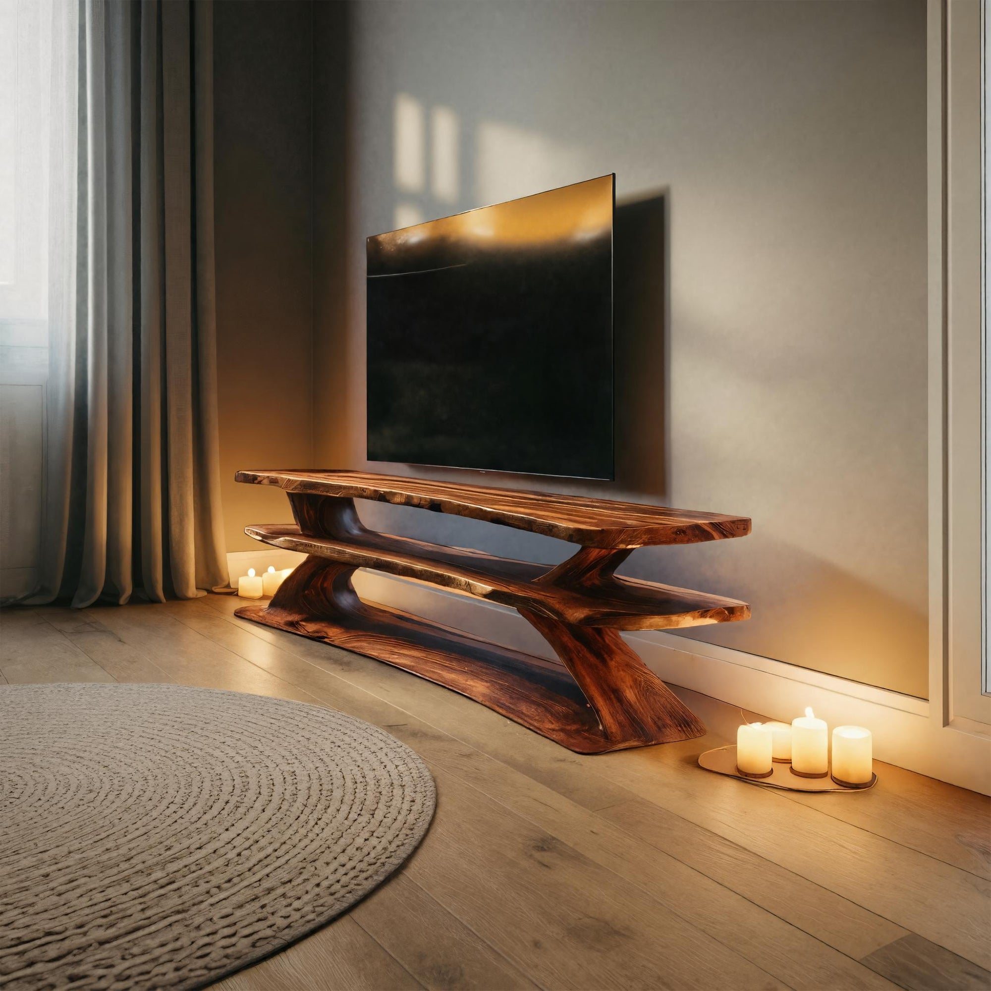 Mid Century Wooden Live Edge TV Console For Christmas Living Room SILDTTRCTV001