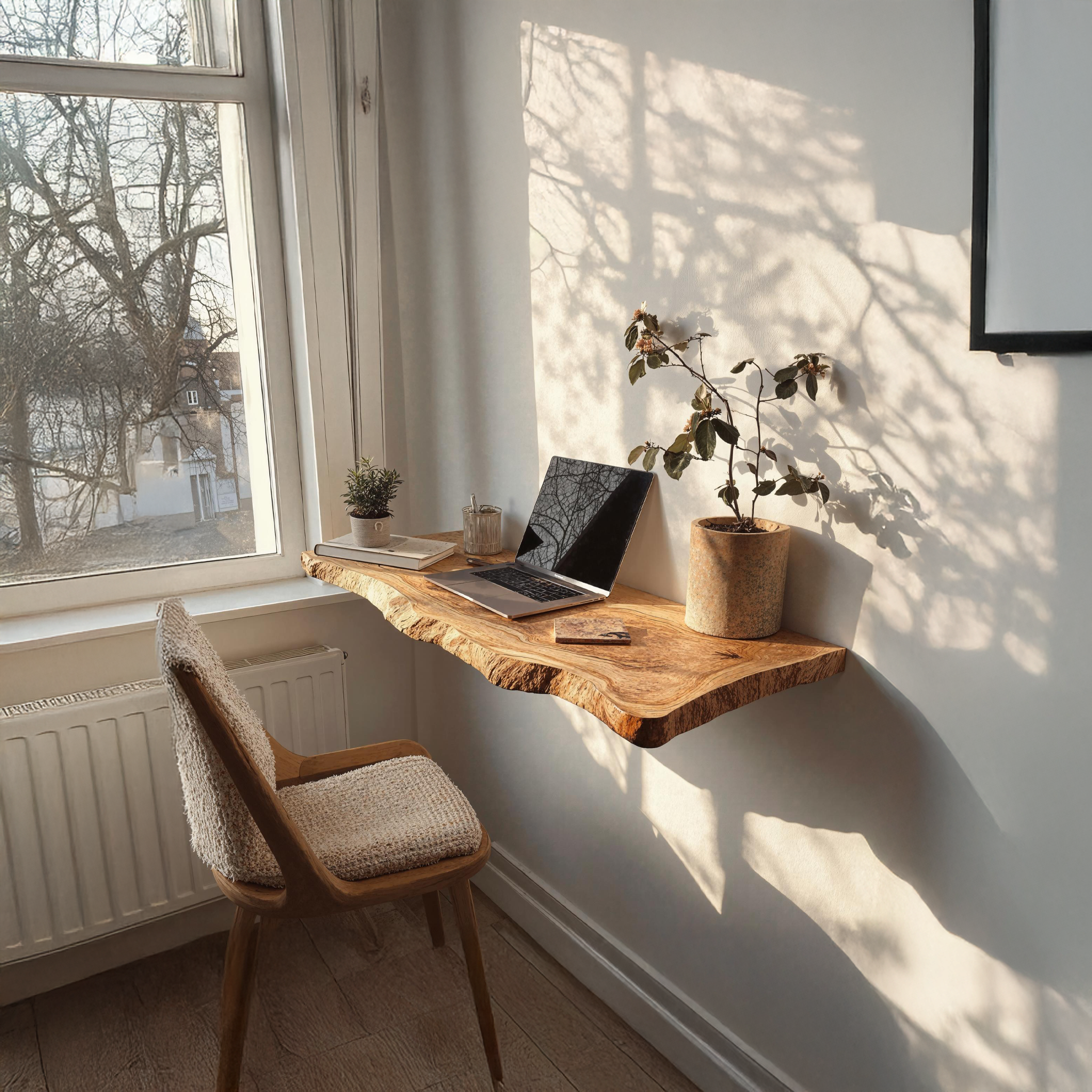 Farmhouse Solid Wood Floating Desk For Sophisticated Furniture Layout SILDTTRFLD007