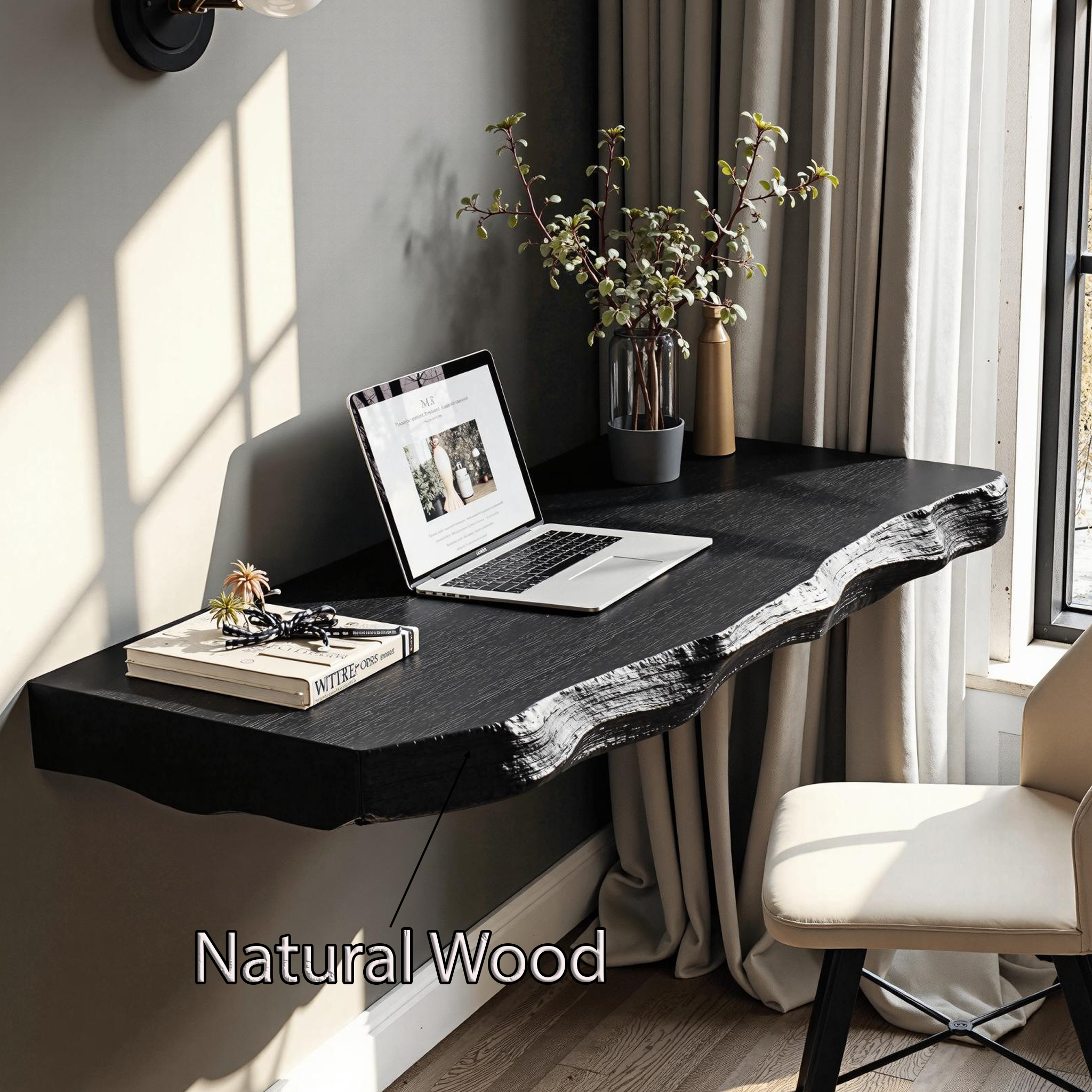 Mid Century Solid Wood Floating Desk For Furniture Decoration SILDTFLD005