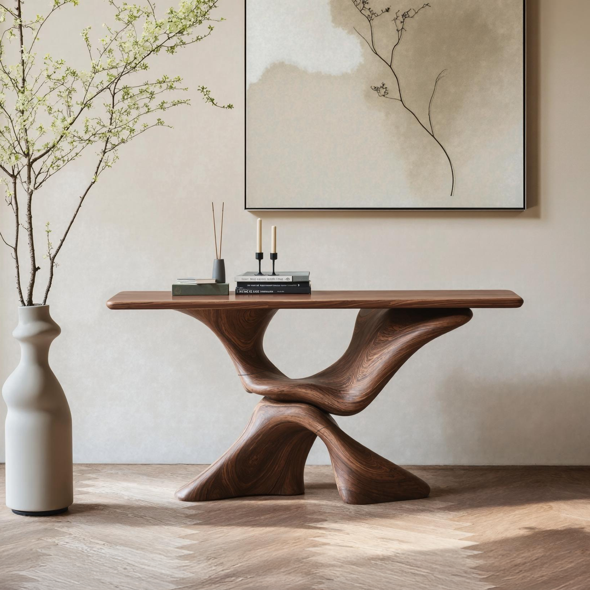 Mid Century Live Edge Console Table For Living Room SILDTTNCS212