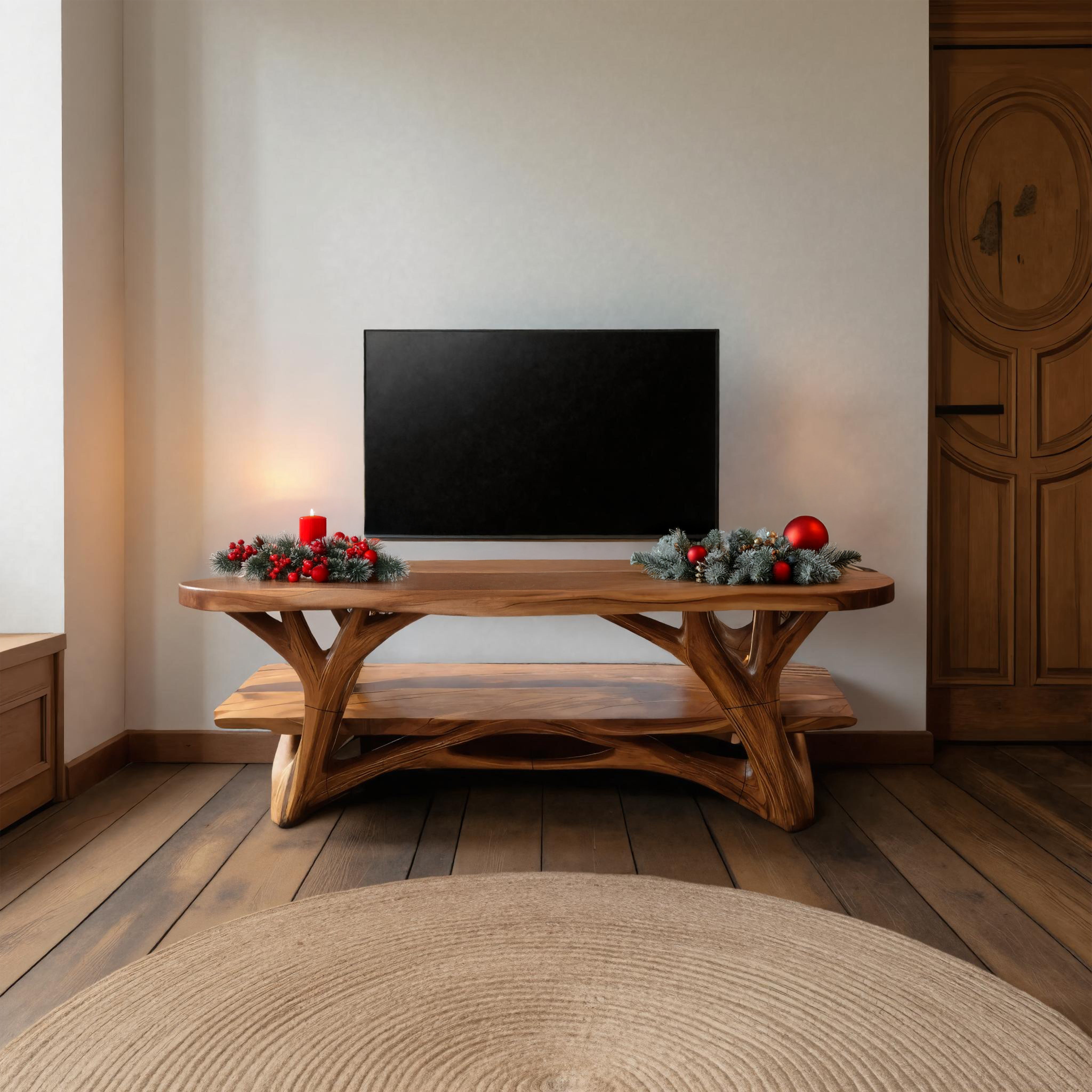 Handcrafted Live Edge Entryway TV Stand For Holiday Season SILDTTRCTV023