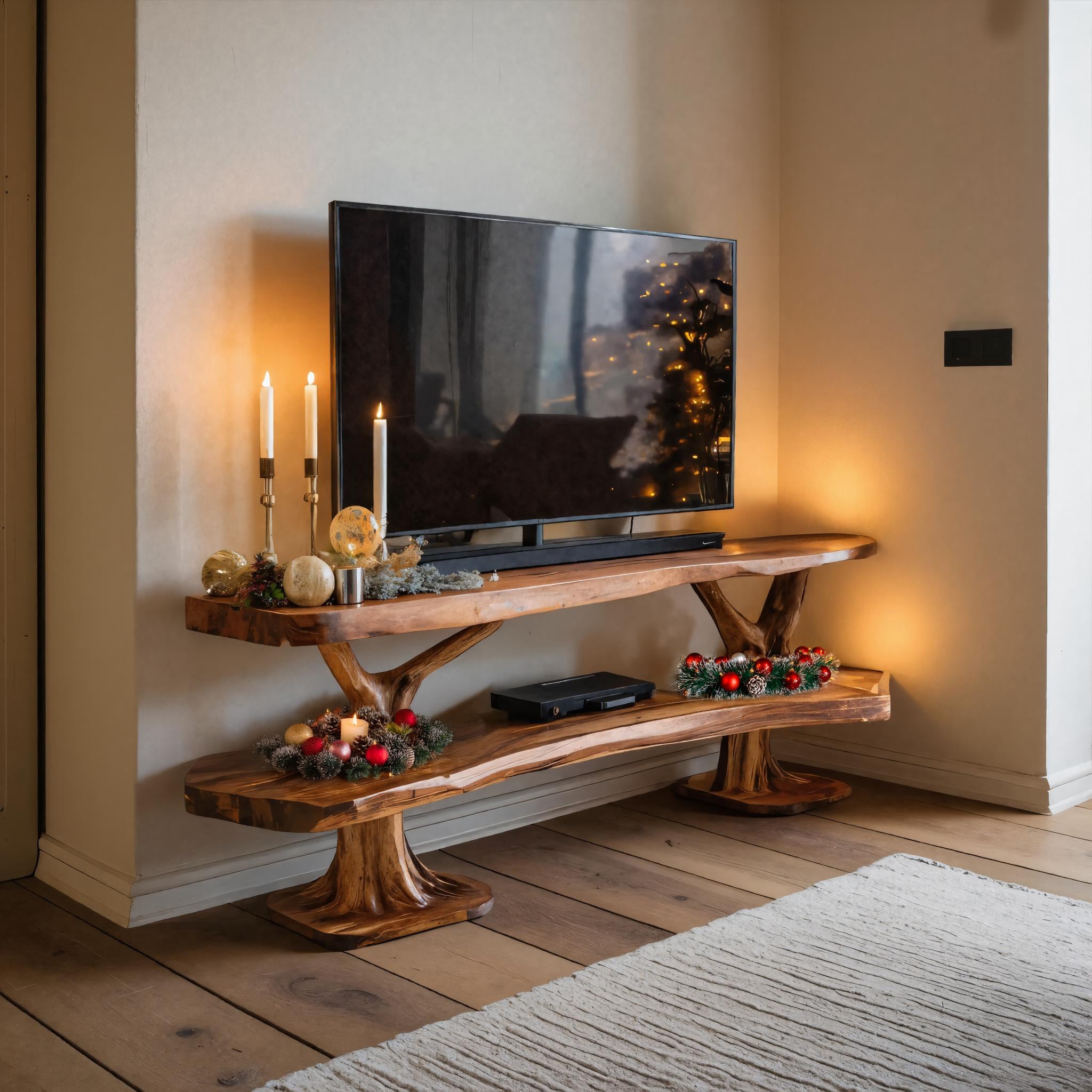 Modern Wooden Live Edge TV Console For Winter Interior Design SILDTTRCTV040
