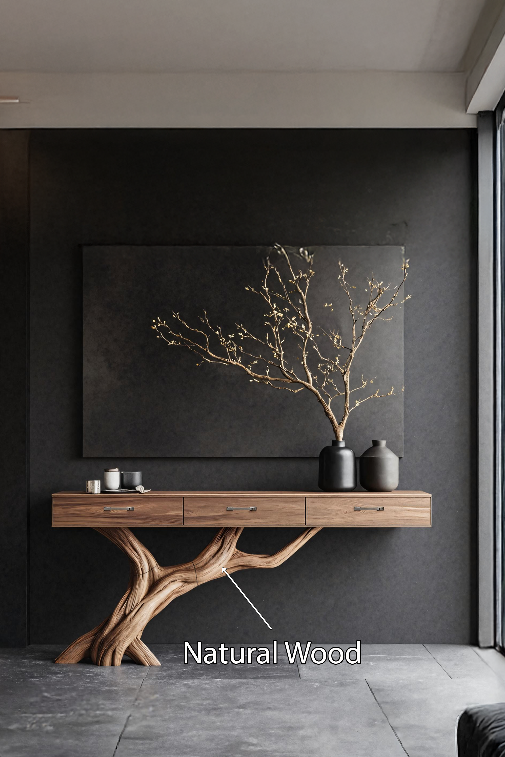 Rustic Solid Wood Dressing Table For Entryway Design Country Style SILDTTNCS025