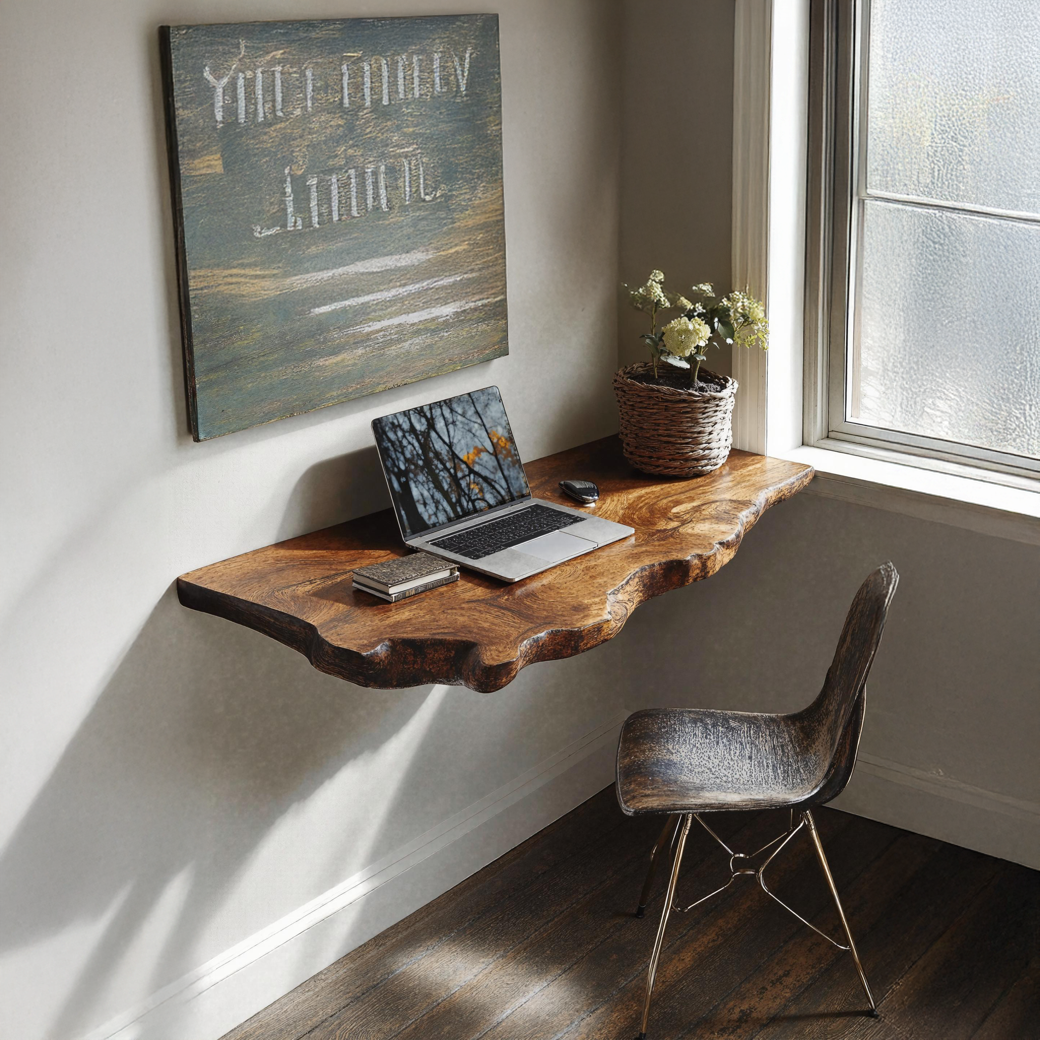 Mid Century Solid Wood Floating Desk For Modern And Retro Fusion SILDTFLD037