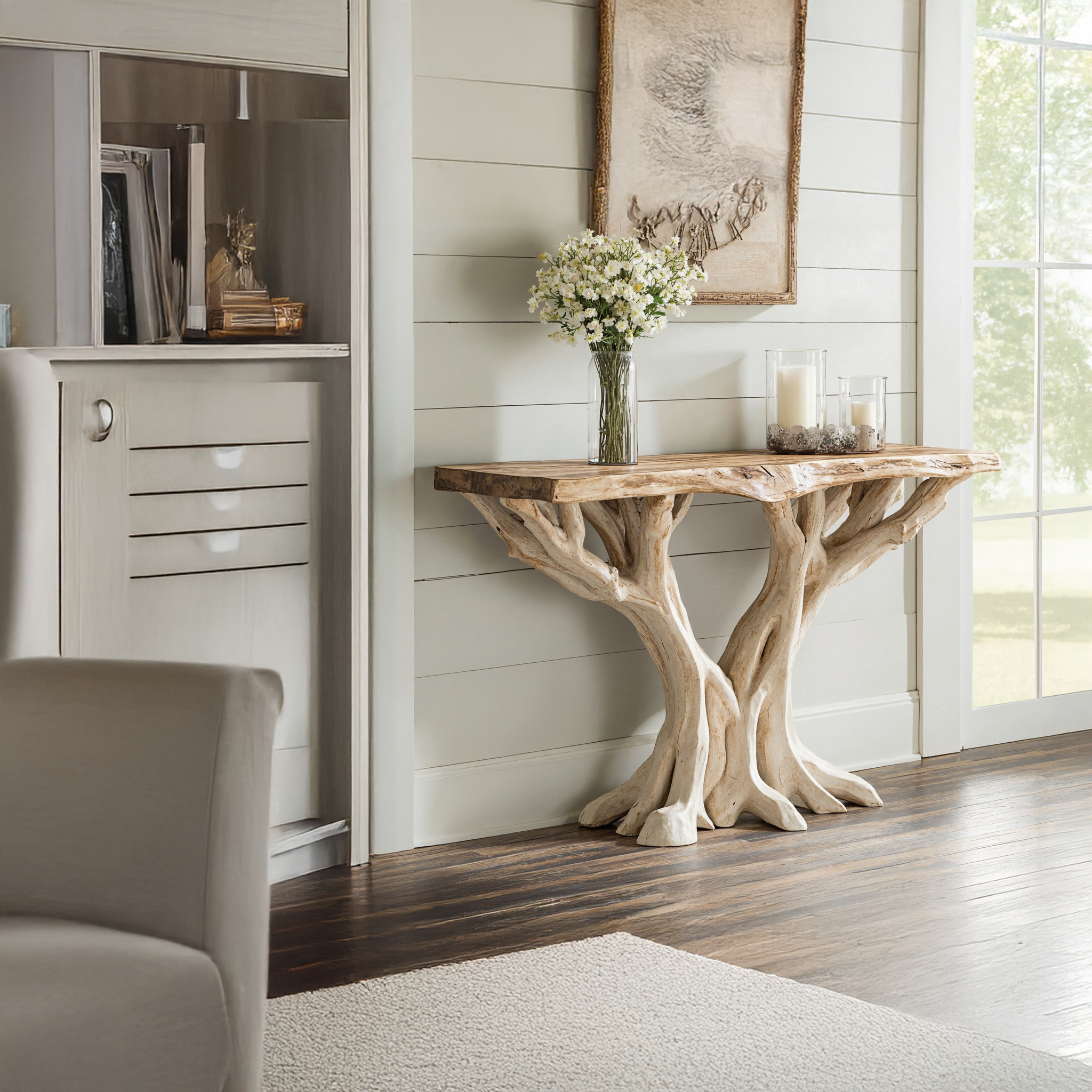 Rustic Farmhouse Wood Console Table For Entryway Organization SILDTCS157