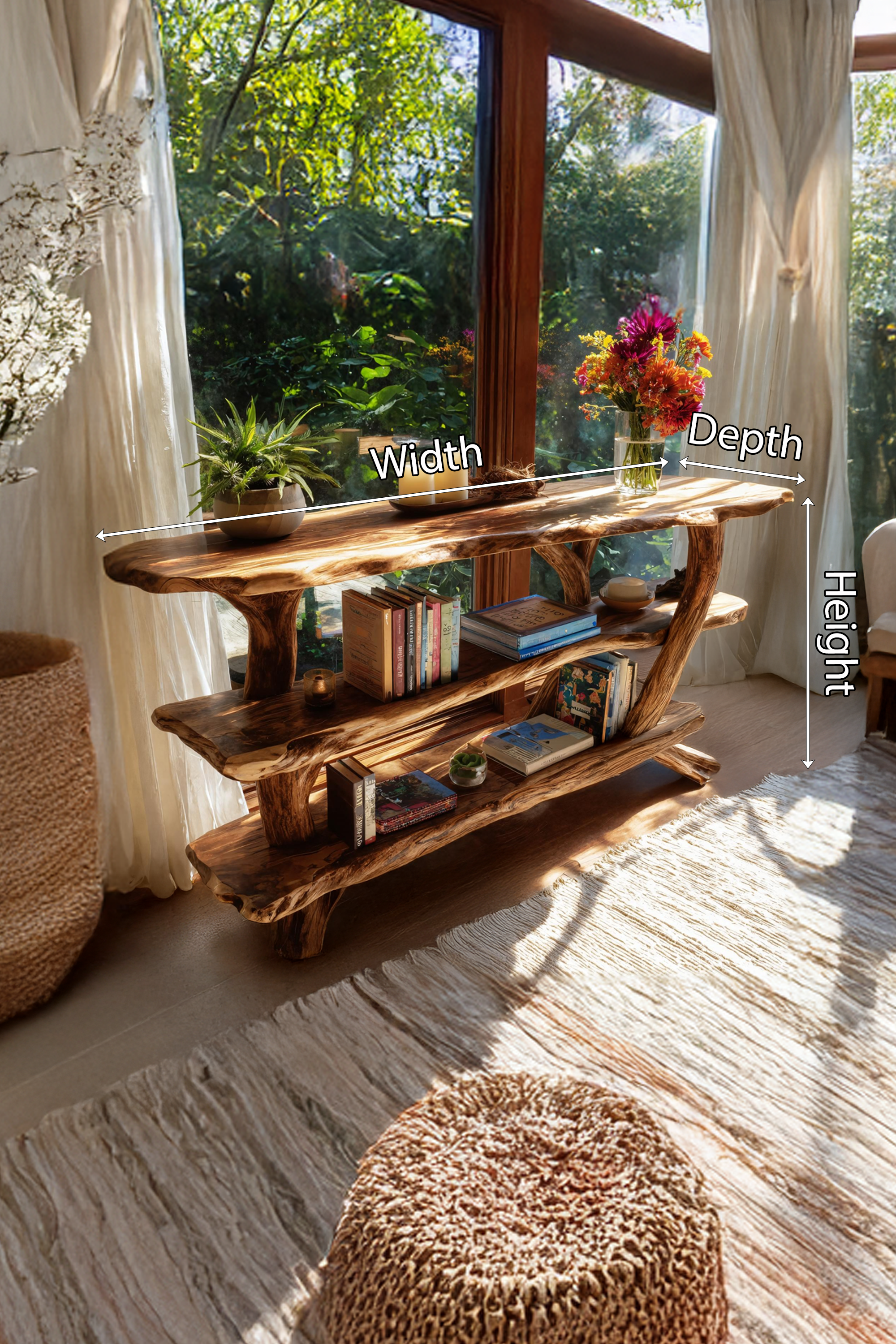 Mid Century Wooden Live Edge Console Table For Stylish Furniture Decor SILDTTNCS068