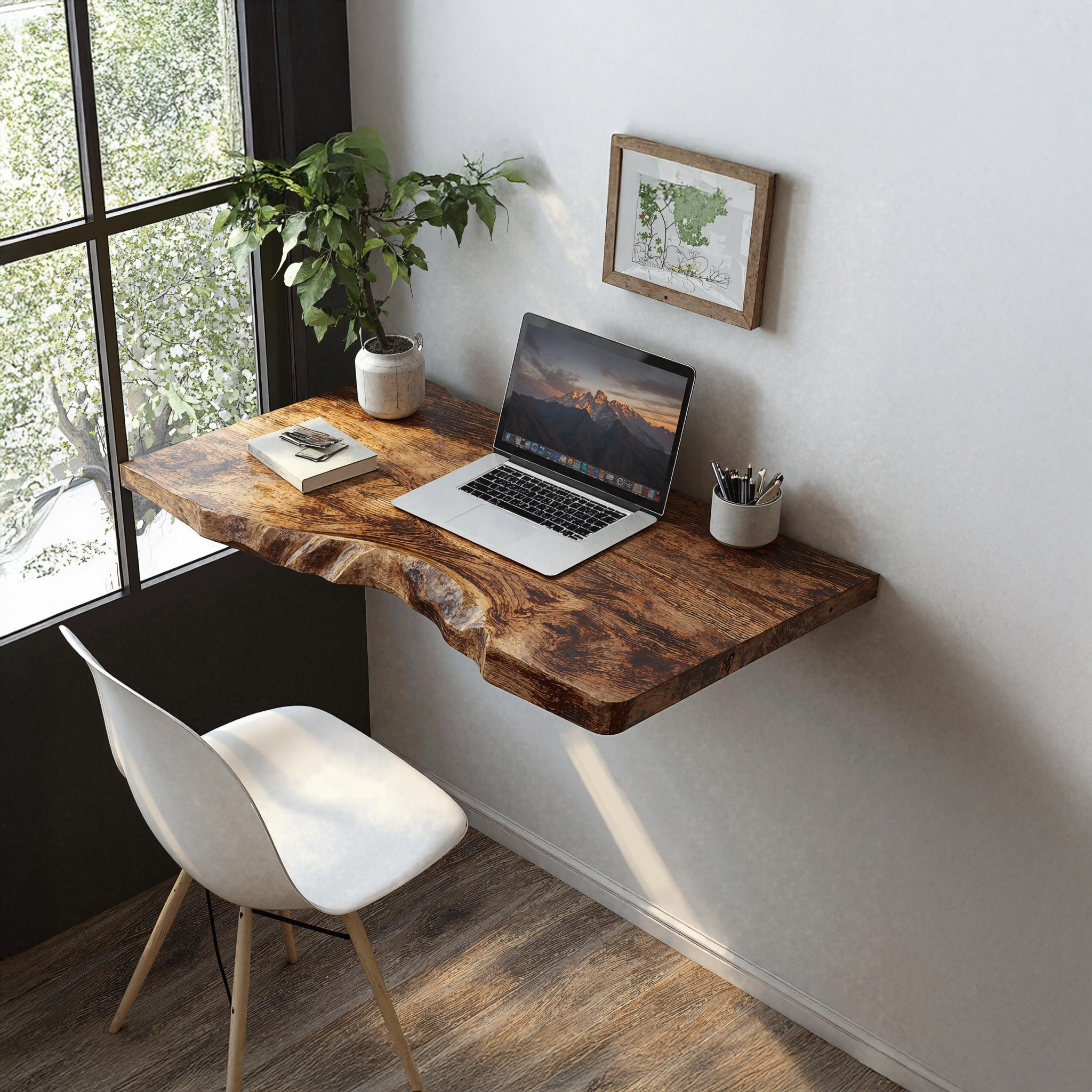 Mid Century Solid Wood Floating Desk For Creative Workspaces SILDTFLD017